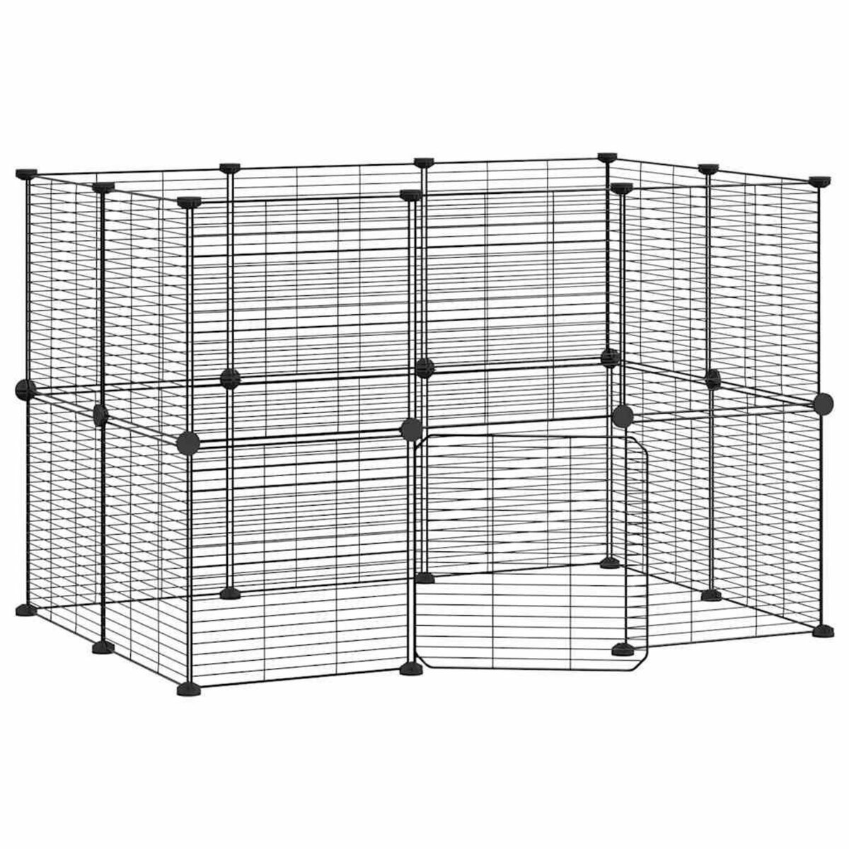 VIDAXL Cage animaux de compagnie a 20 panneaux et porte Noir 35x35 cm