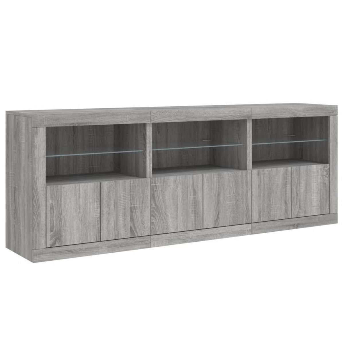 VIDAXL Buffet avec lumieres LED sonoma gris 181,5x37x67 cm
