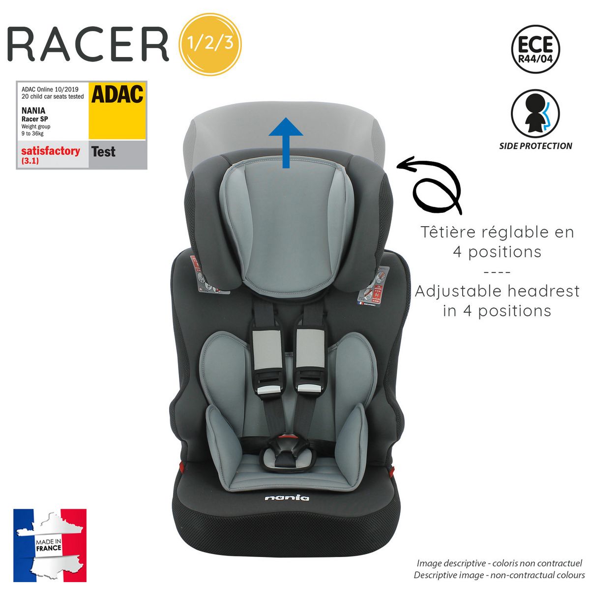 NANIA Siège auto rehausseur avec harnais groupe 1/2/3 Racer Access