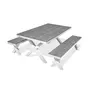 Table de jardin rectangulaire - 4/6 places - Aluminium et plateau effet pierre - Blanc - ANNECY