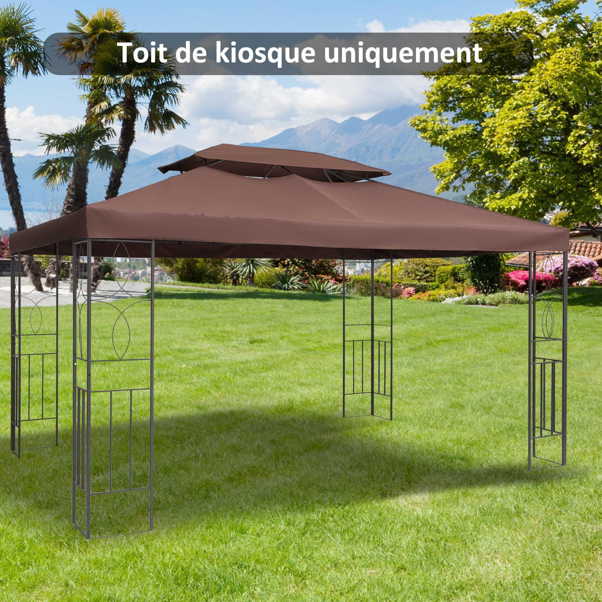 Voir la diapositive 2 : HOMCOM Toile de Rechange pour Pavillon Tonnelle Tente Polyester Haute Densité Imperméabilisé 180 g/m² 3 x 4 m Chocolat