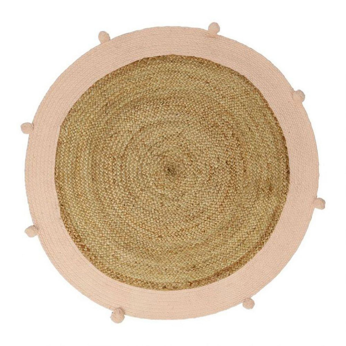 OSTARIA Tapis rond jute pompons rose D100