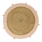 OSTARIA Tapis rond jute pompons rose D100