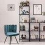 The Home Deco Factory Chaise design effet velours Ariel - Bleu canard