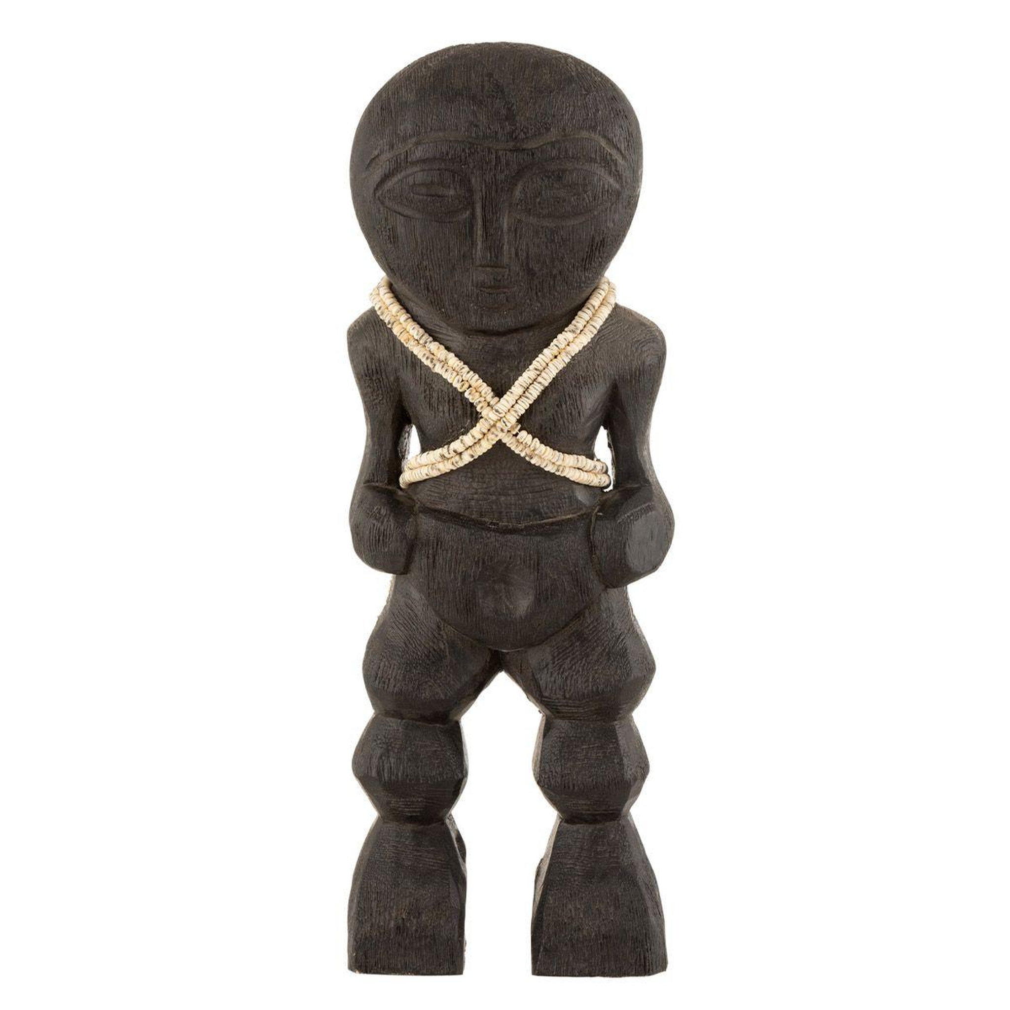 Voir la diapositive 1 : J-LINE Personnage Déco en Bois  Takwimu  38cm Noir