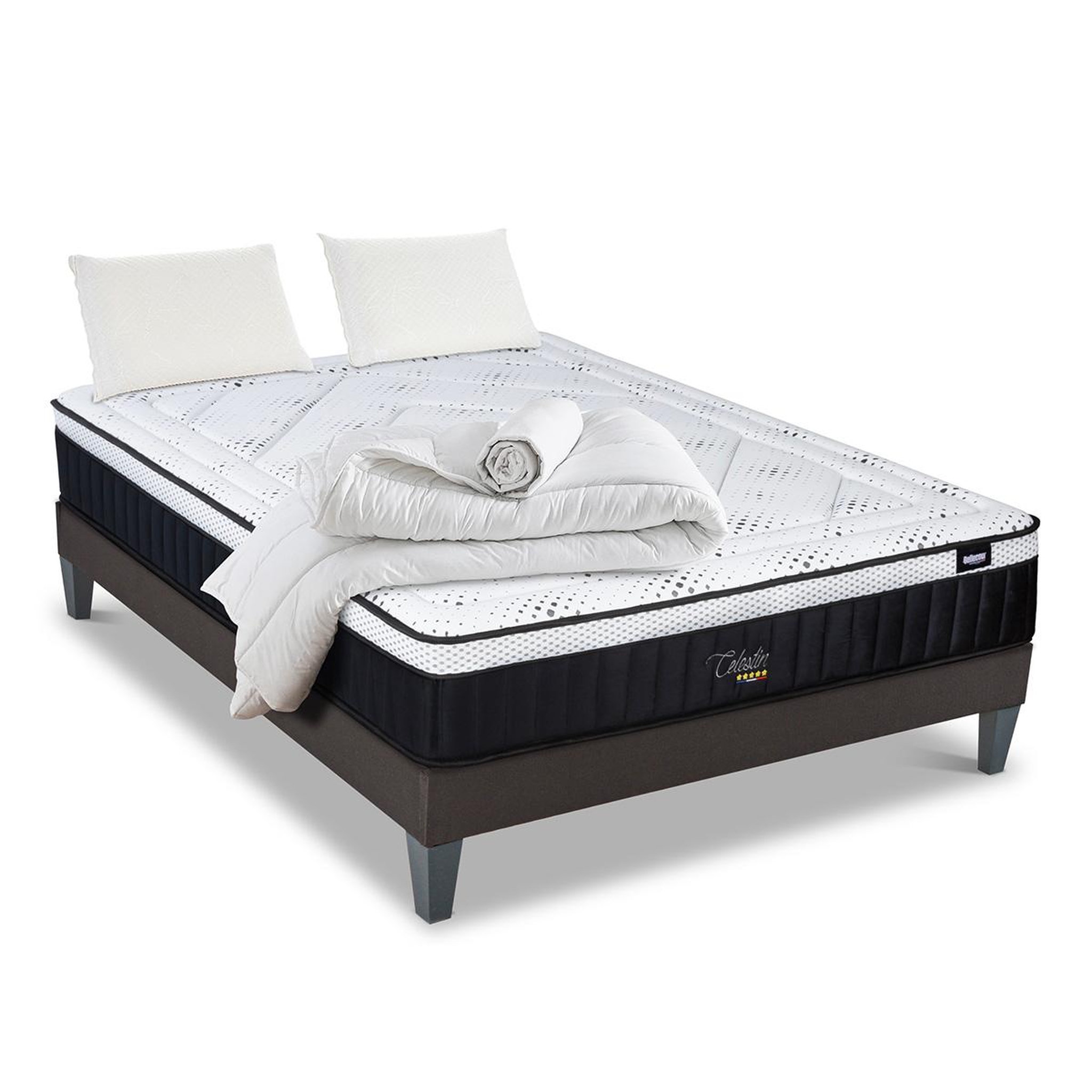 Voir la diapositive 3 : BELLECOUR Bellecour literie | pack prêt à dormir celestin 2.0 | matelas mémoire de forme + sommier + accessoires