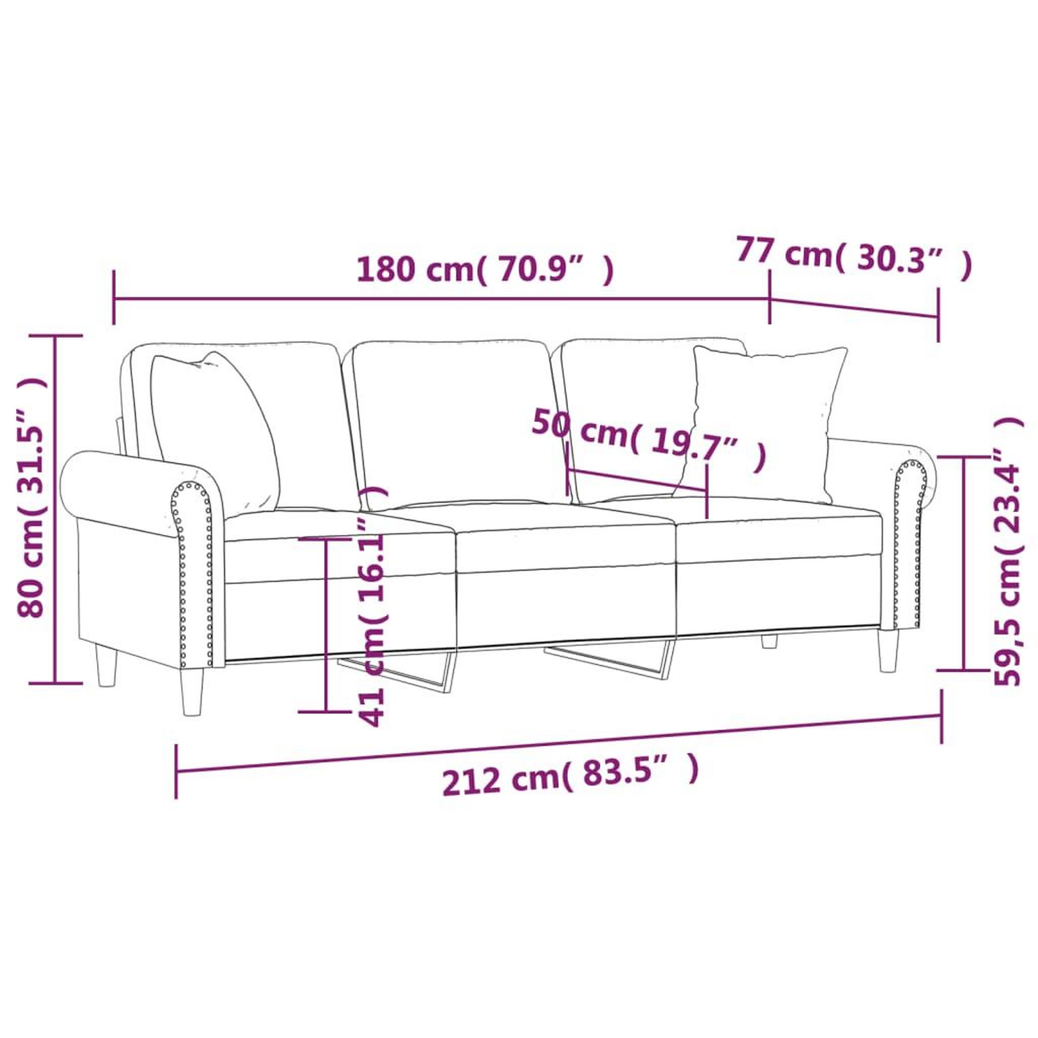 Voir la diapositive 6 : VIDAXL Canape 3 places avec oreillers decoratifs noir 180 cm velours
