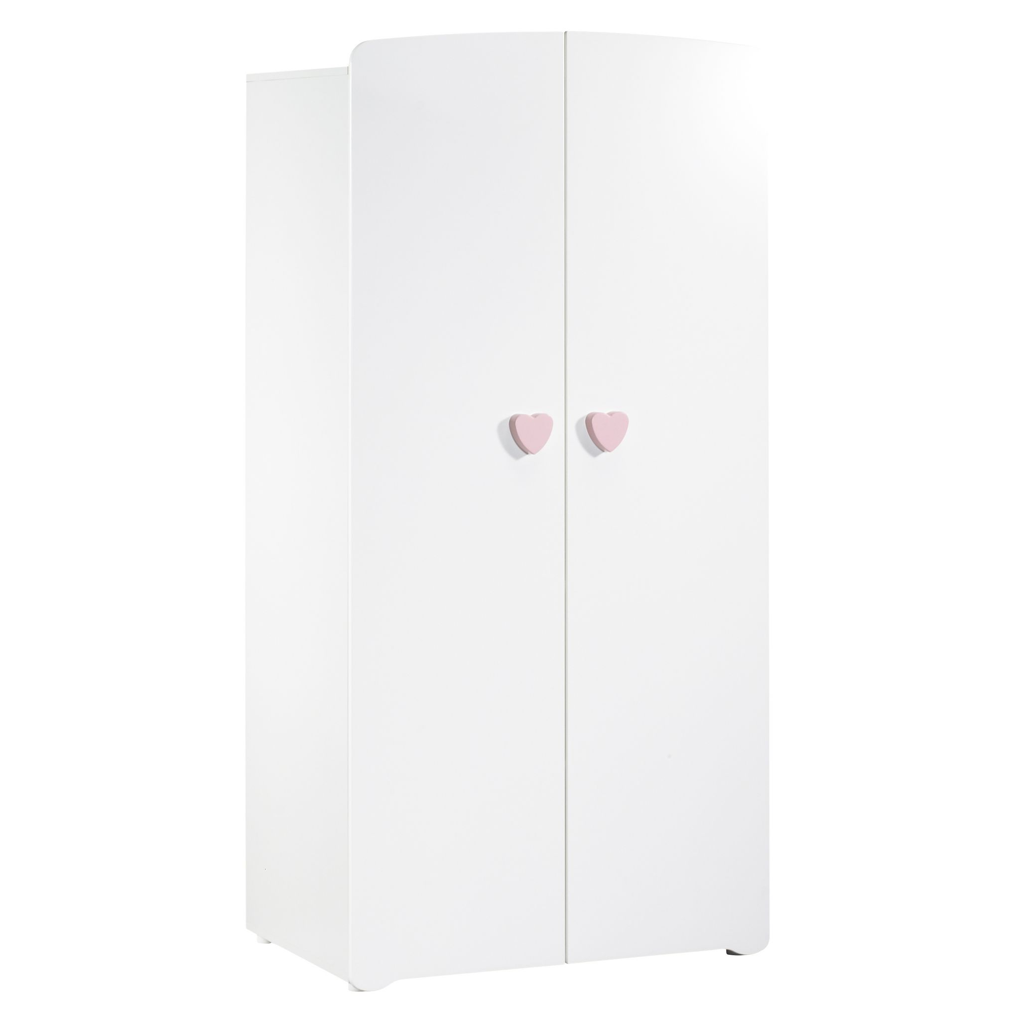 BABY PRICE Armoire chambre bébé 2 portes NEW BASIC Boutons C&oelig;ur Rose