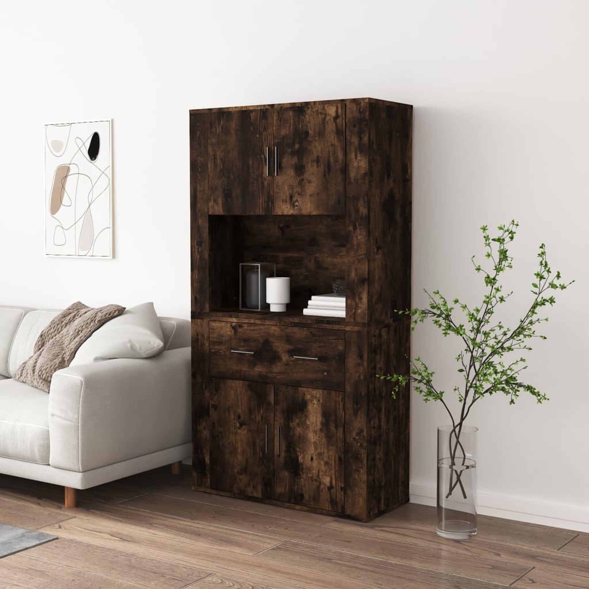 VIDAXL Buffet haut Chene fume Bois d'ingenierie