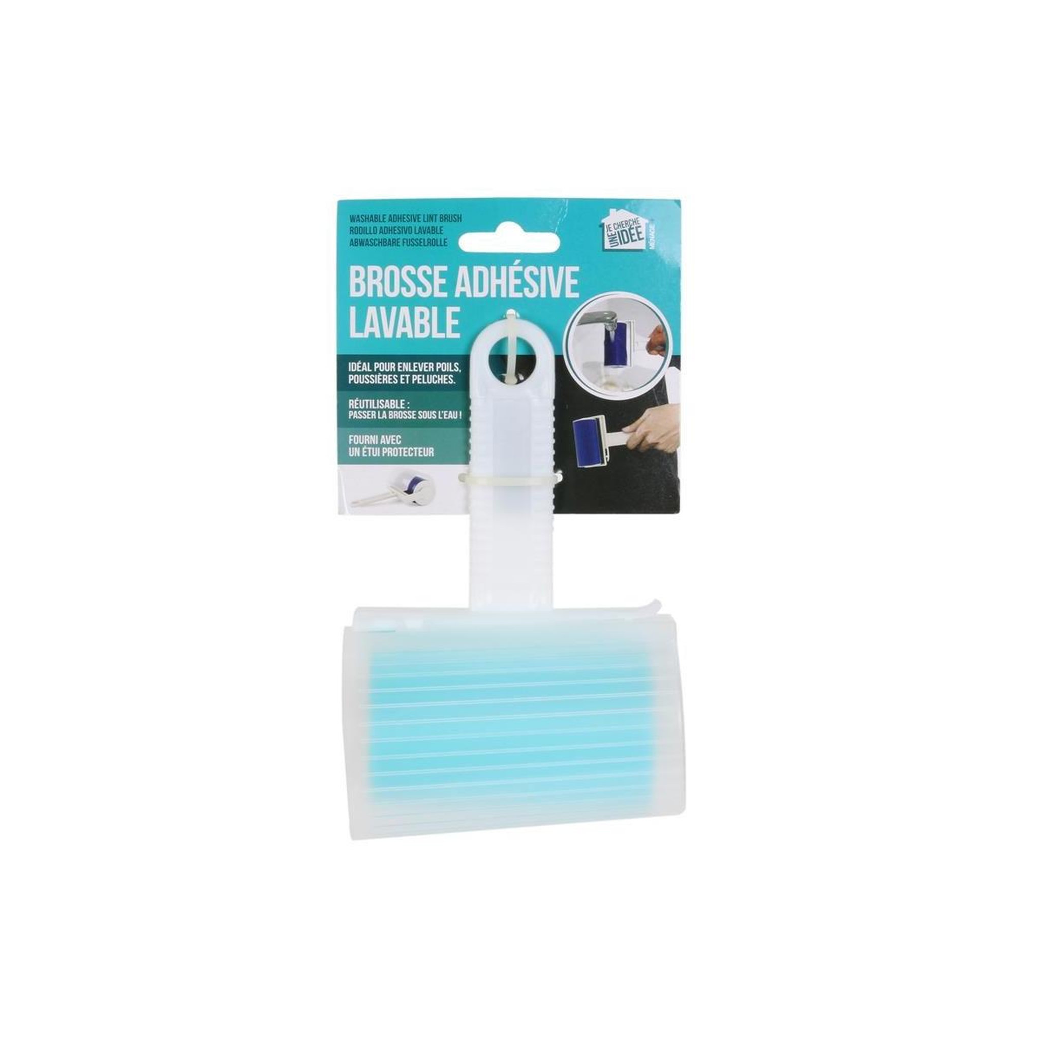 Voir la diapositive 3 : Je cherche une idee Brosse pour textile  adhésive lavable  16cm bleu
