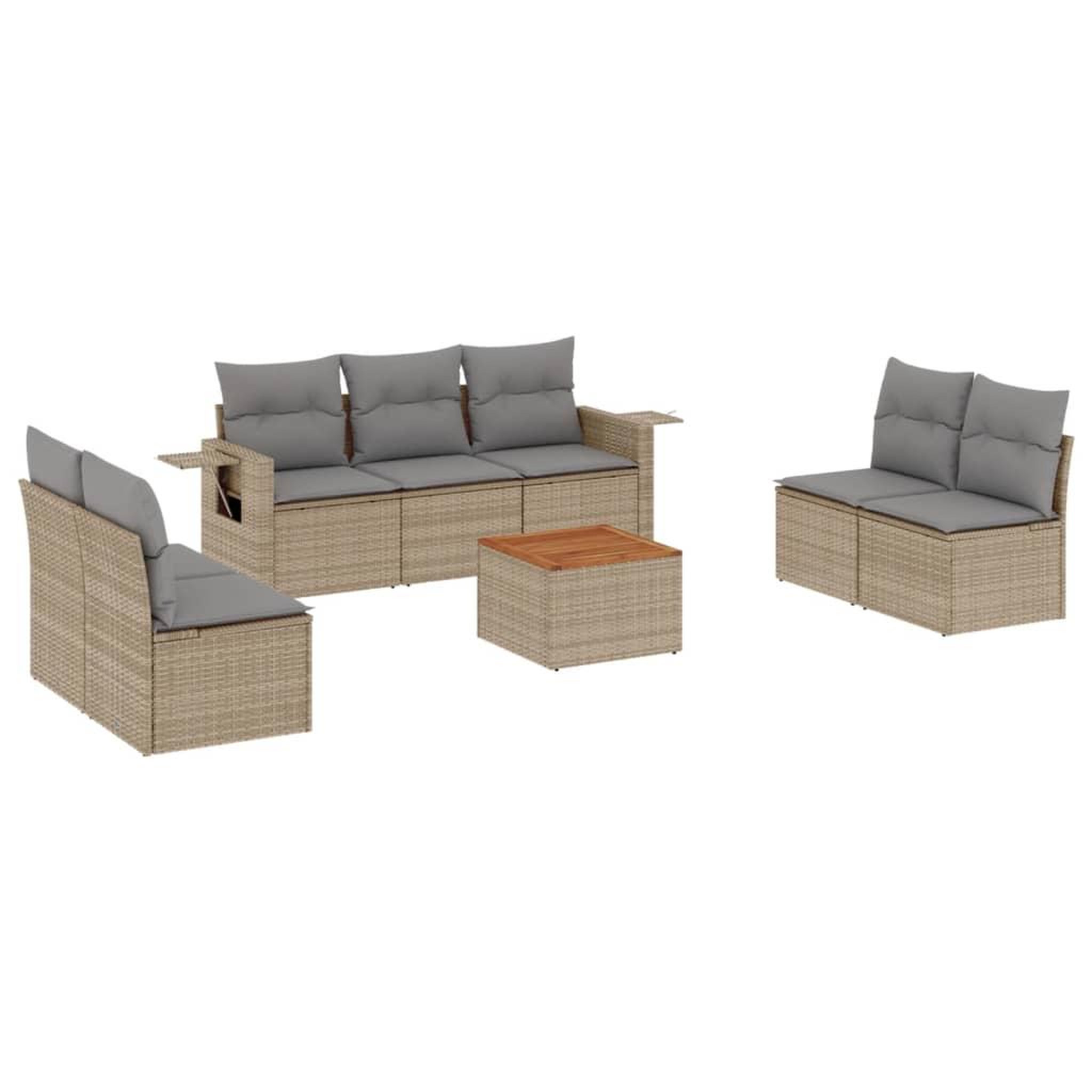 Voir la diapositive 2 : VIDAXL Salon de jardin avec coussins 8pcs melange beige resine tressee