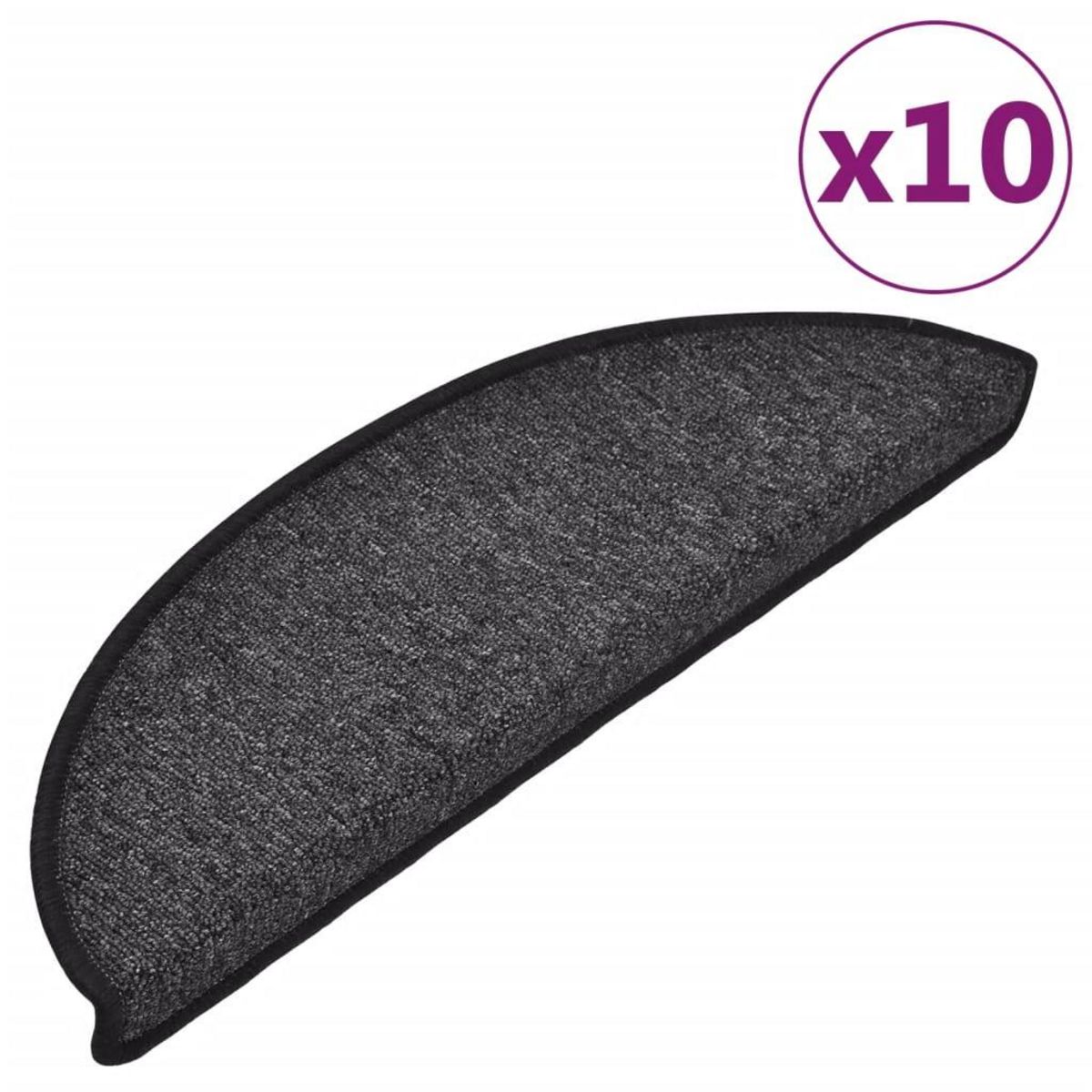 VIDAXL Tapis d'escalier 10 pcs 56x17x3 cm Anthracite