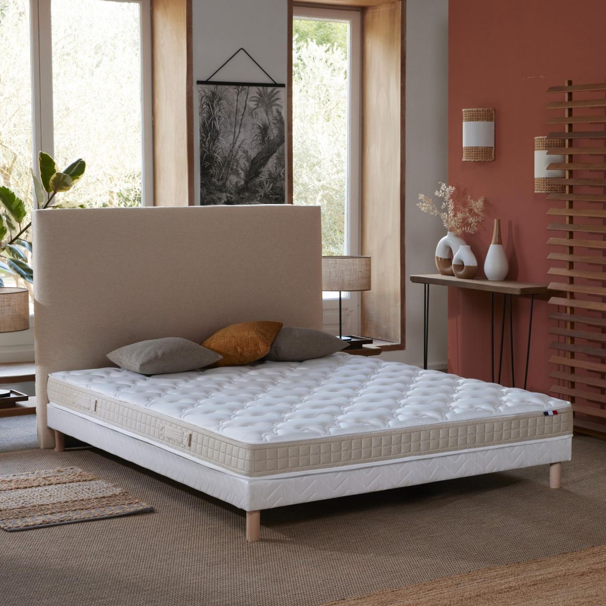 IDLITERIE Ensemble matelas 100% latex 3 zones PURE avec sommier - confort français