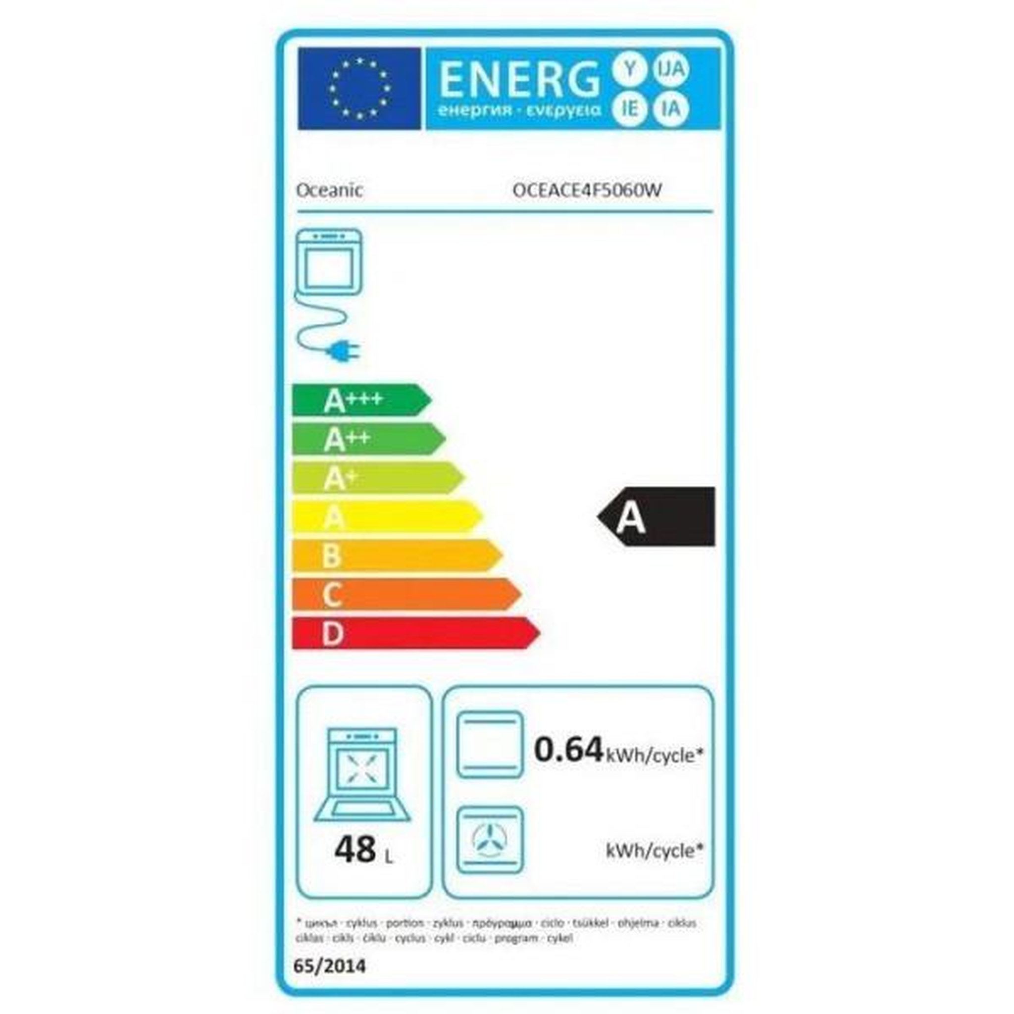 Voir la diapositive 4 : OCEANIC Cuisiniere  électrique - OCEANIC - OCEACE5060W - 4 feux - 6800 W - L49,8 x P61 x H 86 cm - Blanc