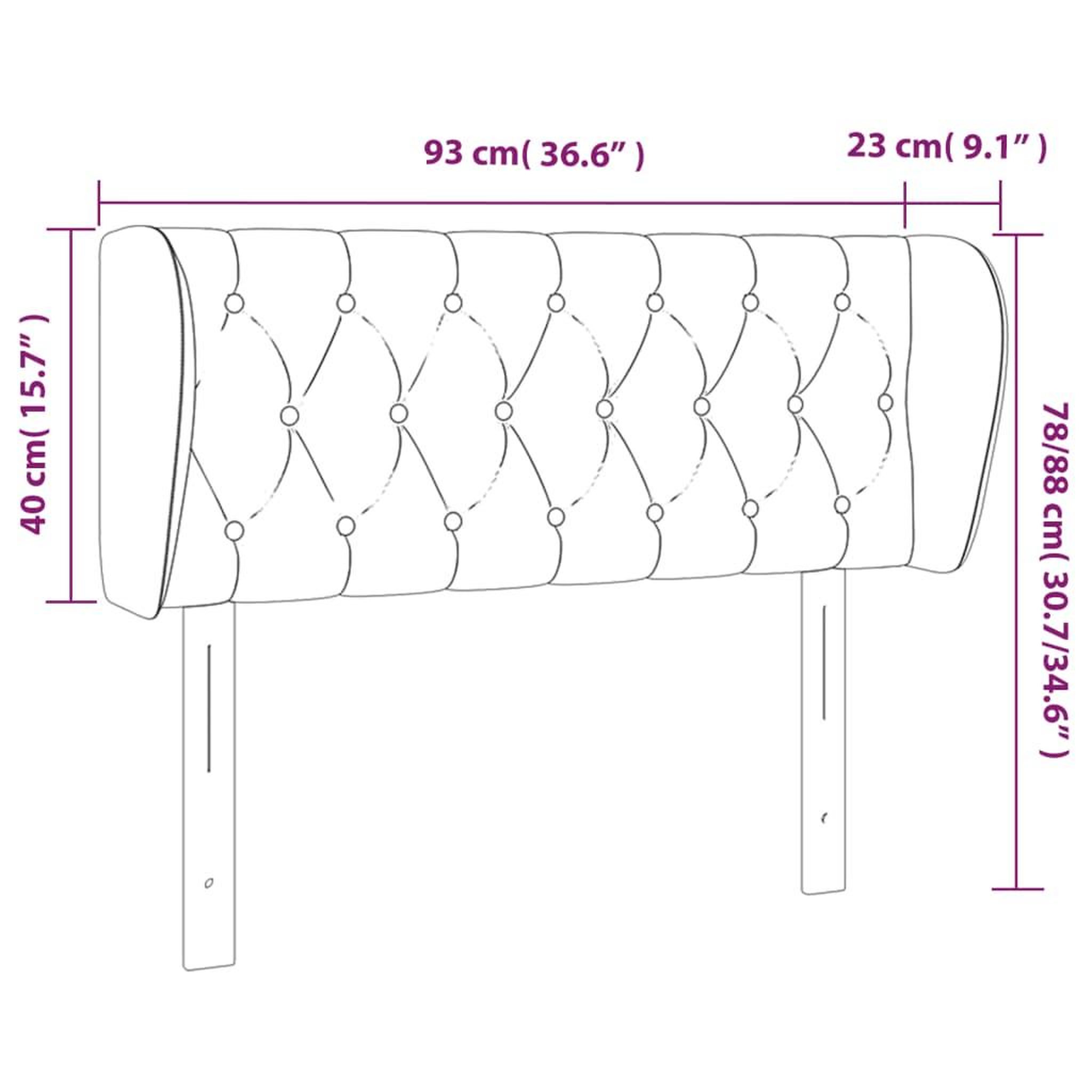 Voir la diapositive 6 : VIDAXL Tete de lit avec oreilles Marron fonce 93x23x78/88 cm Tissu