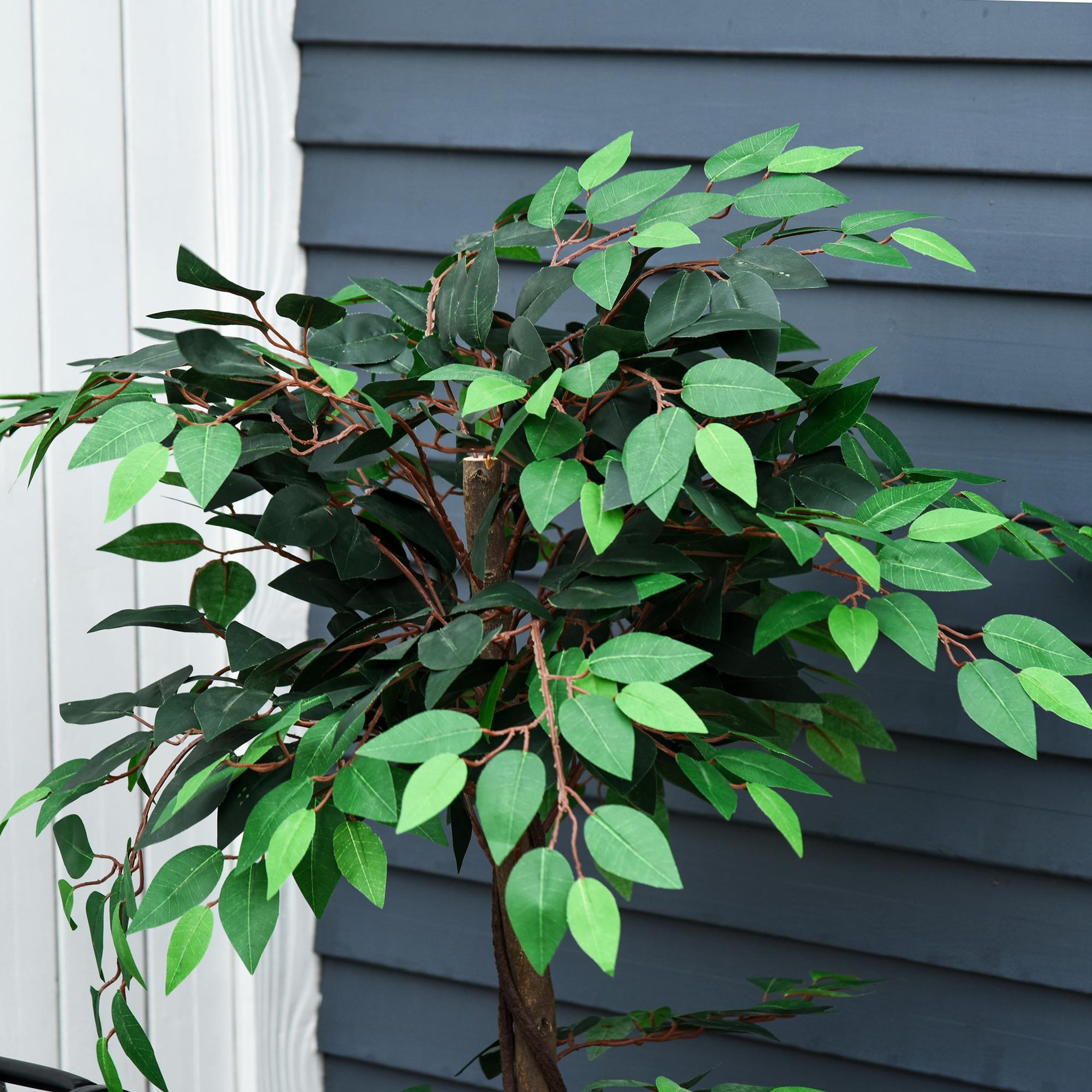 Voir la diapositive 4 : OUTSUNNY Arbre artificiel plante artificiel ficus hauteur 1,2 m tronc branches liane lichen feuilles grand réalisme pot inclus