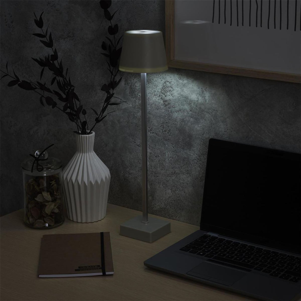 Paris Prix Lampe à Poser Tactile  Rechargeable  45cm Taupe