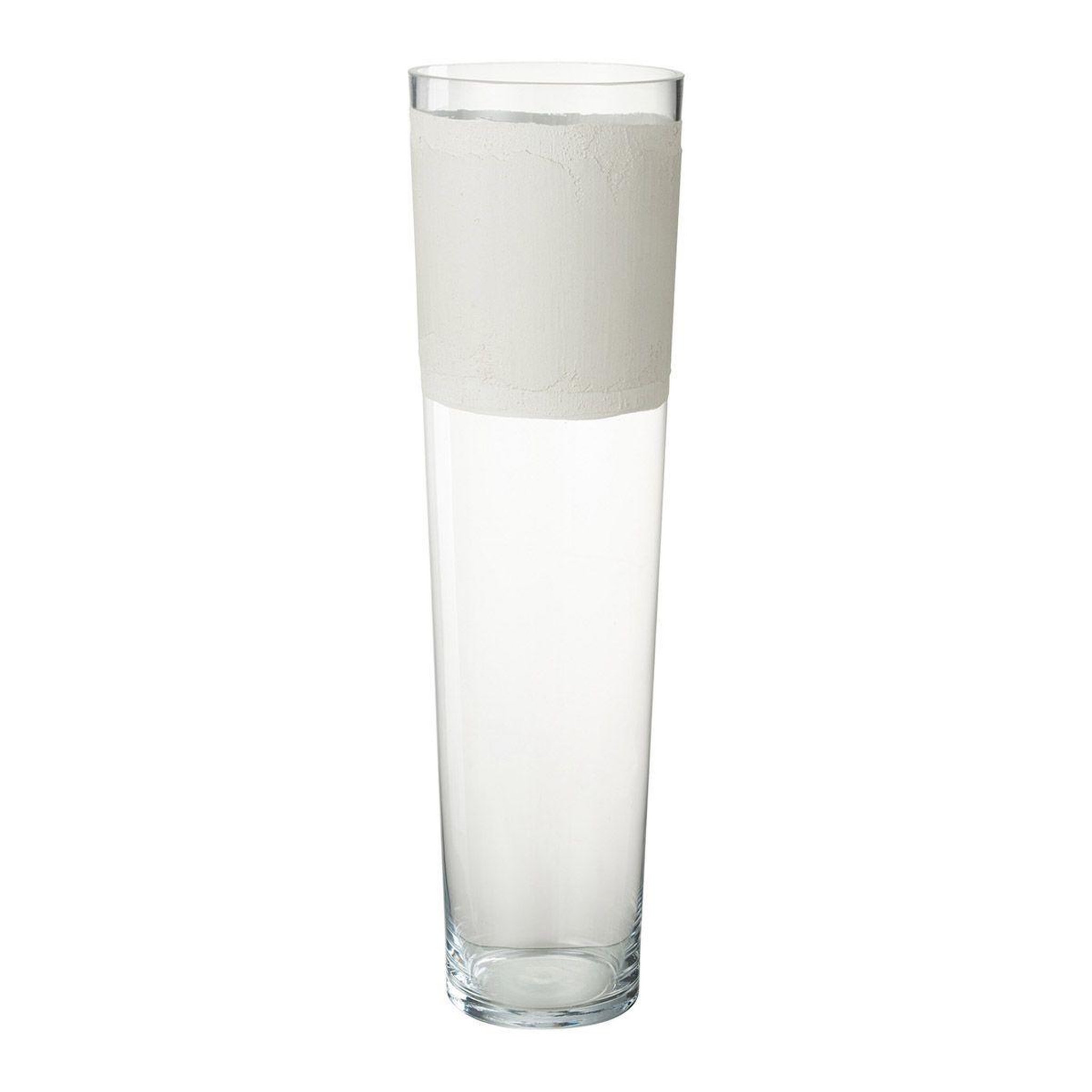 J-LINE Vase déco en verre  delph  60cm transparent & blanc