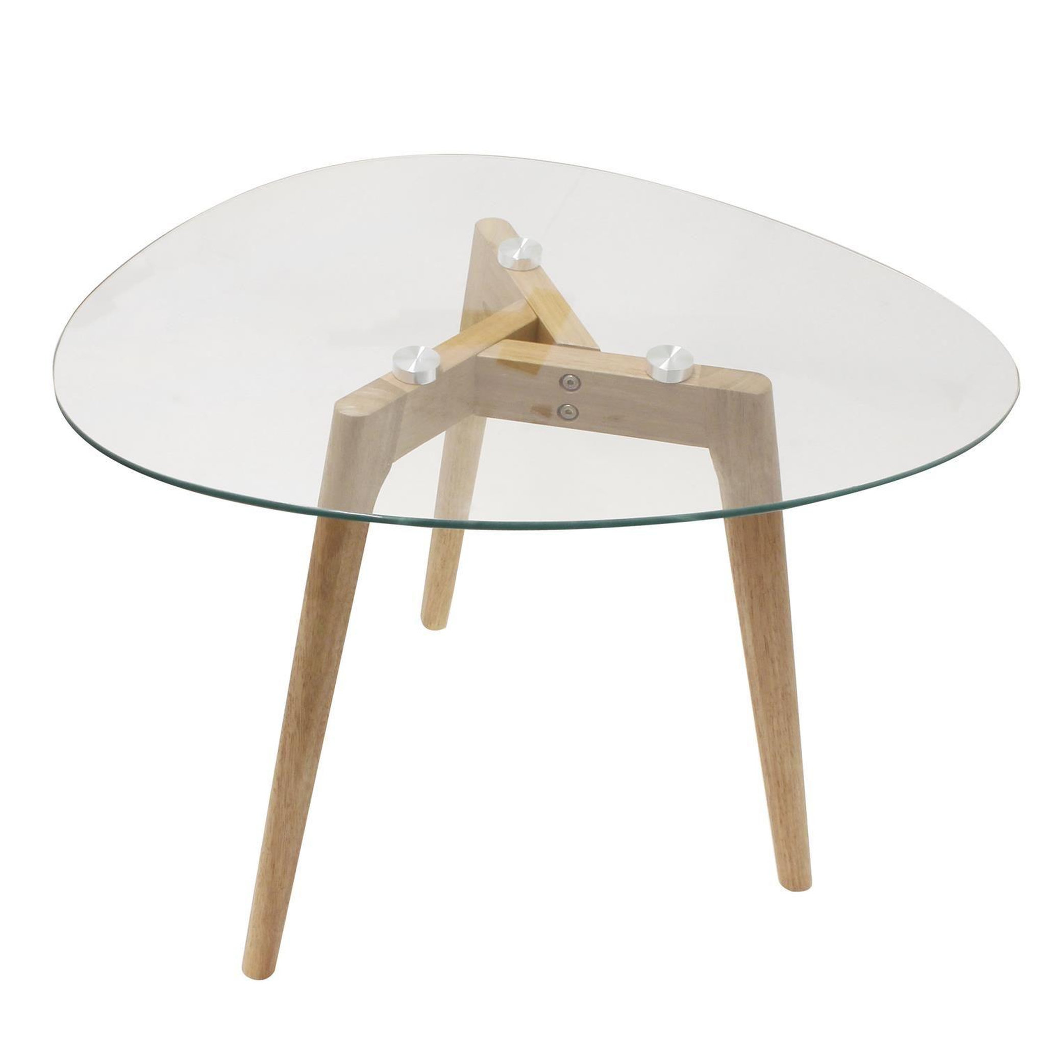 Voir la diapositive 3 : The Home Deco Factory Lot de 2 tables gigognes galet en verre et bois - transparent