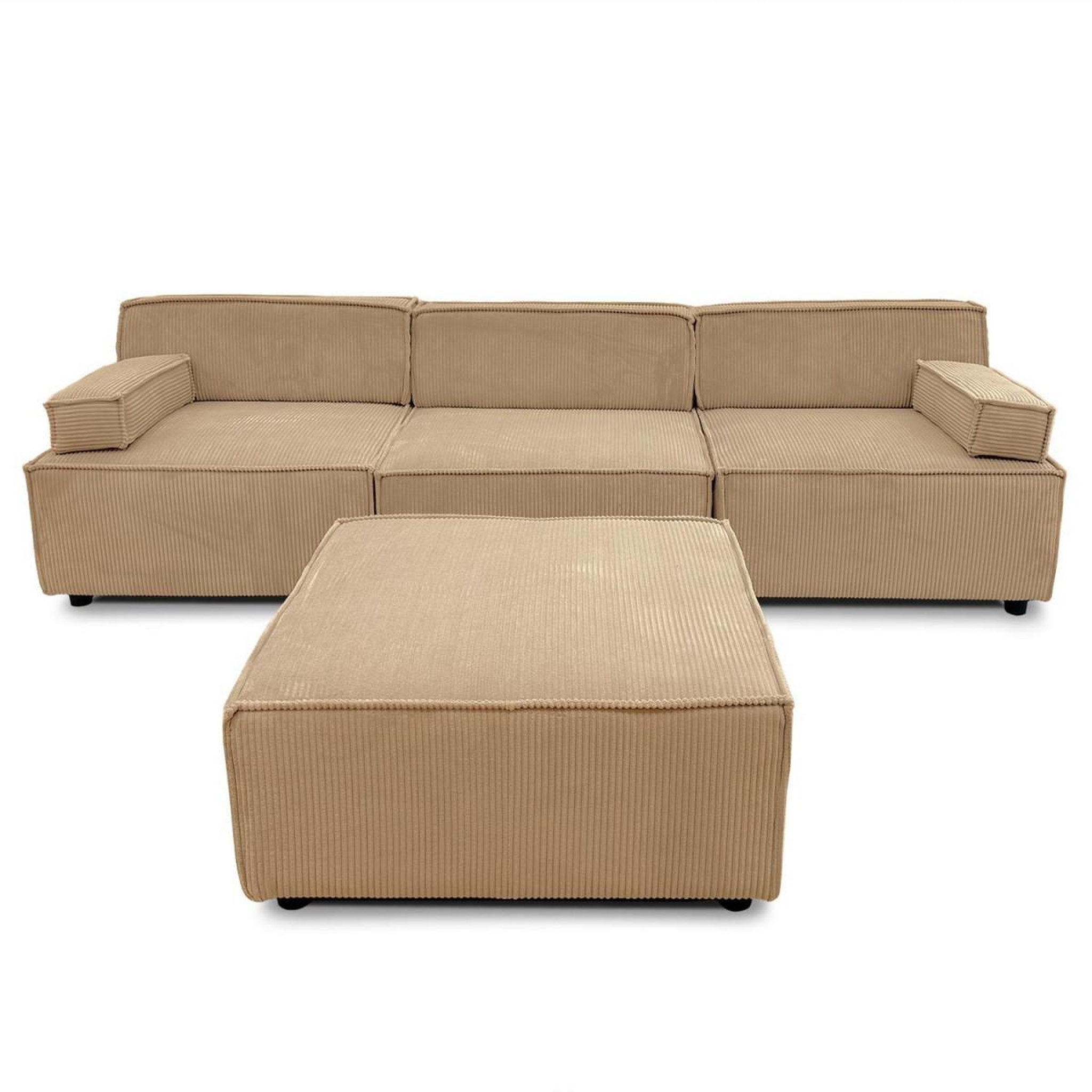 Voir la diapositive 2 : Paris Prix Canapé modulable en velours côtelé  todd  258cm beige