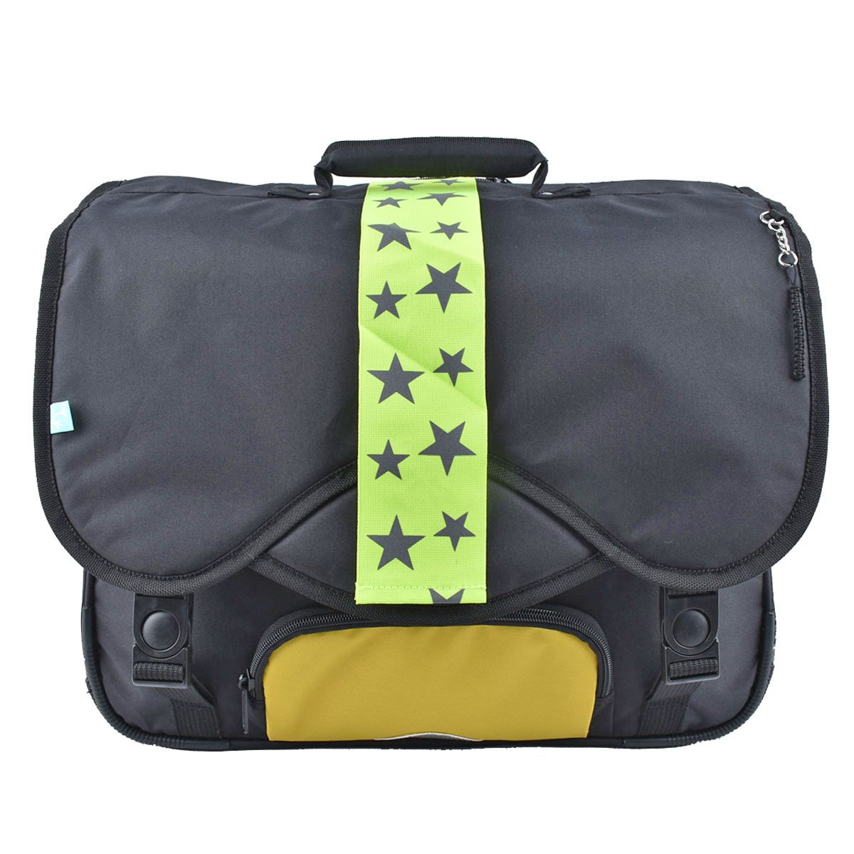 AUCHAN Cartable 41 cm CM1/CM2 noir avec pochette jaune