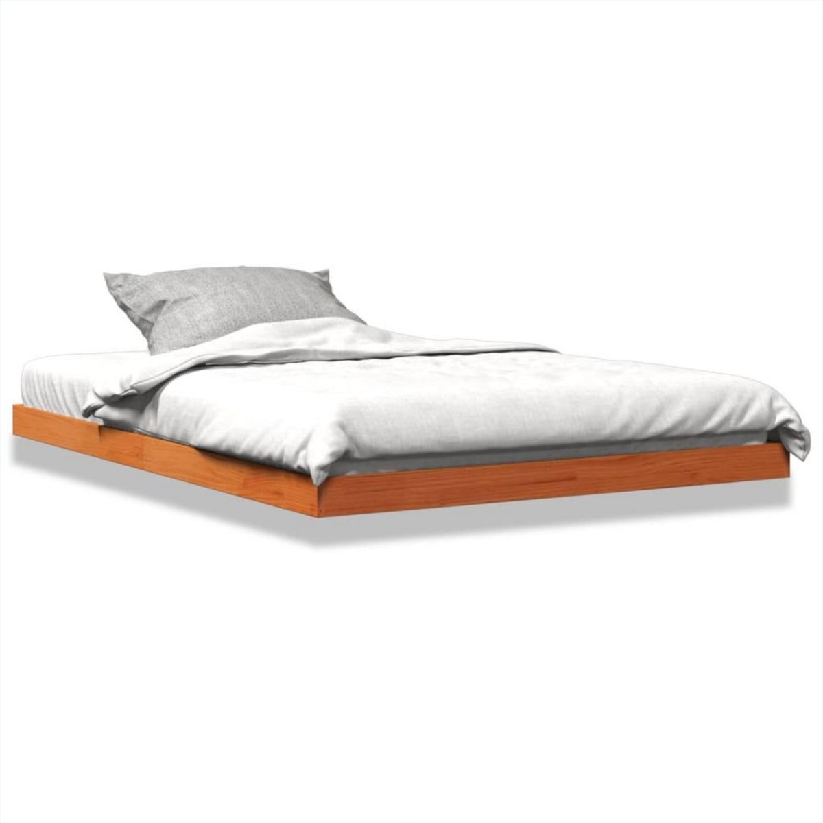 VIDAXL Cadre de lit sans matelas cire marron 135x190cm bois pin massif