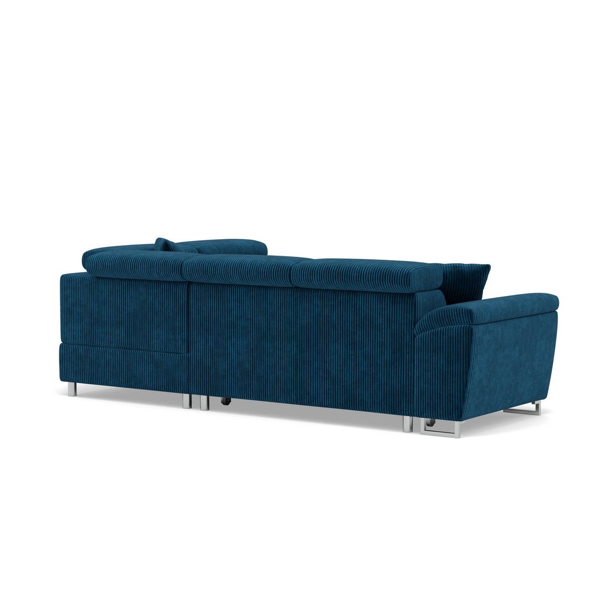 BEST MOBILIER Baoji - canapé d'angle droit 5 places convertible avec têtières et coffre en velours côtelé