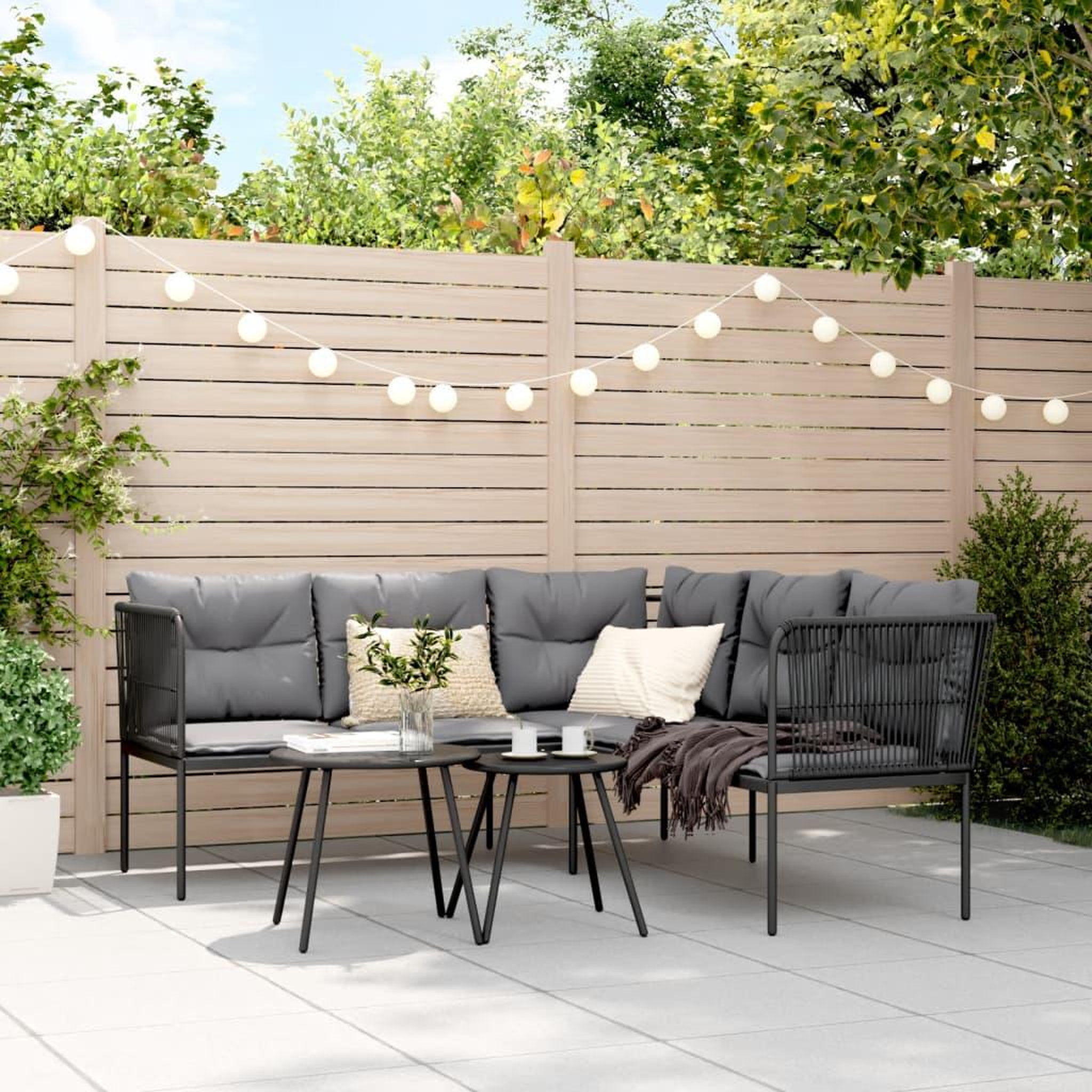 Voir la diapositive 3 : VIDAXL Ensemble de canapes de jardin et coussins noir acier textilene