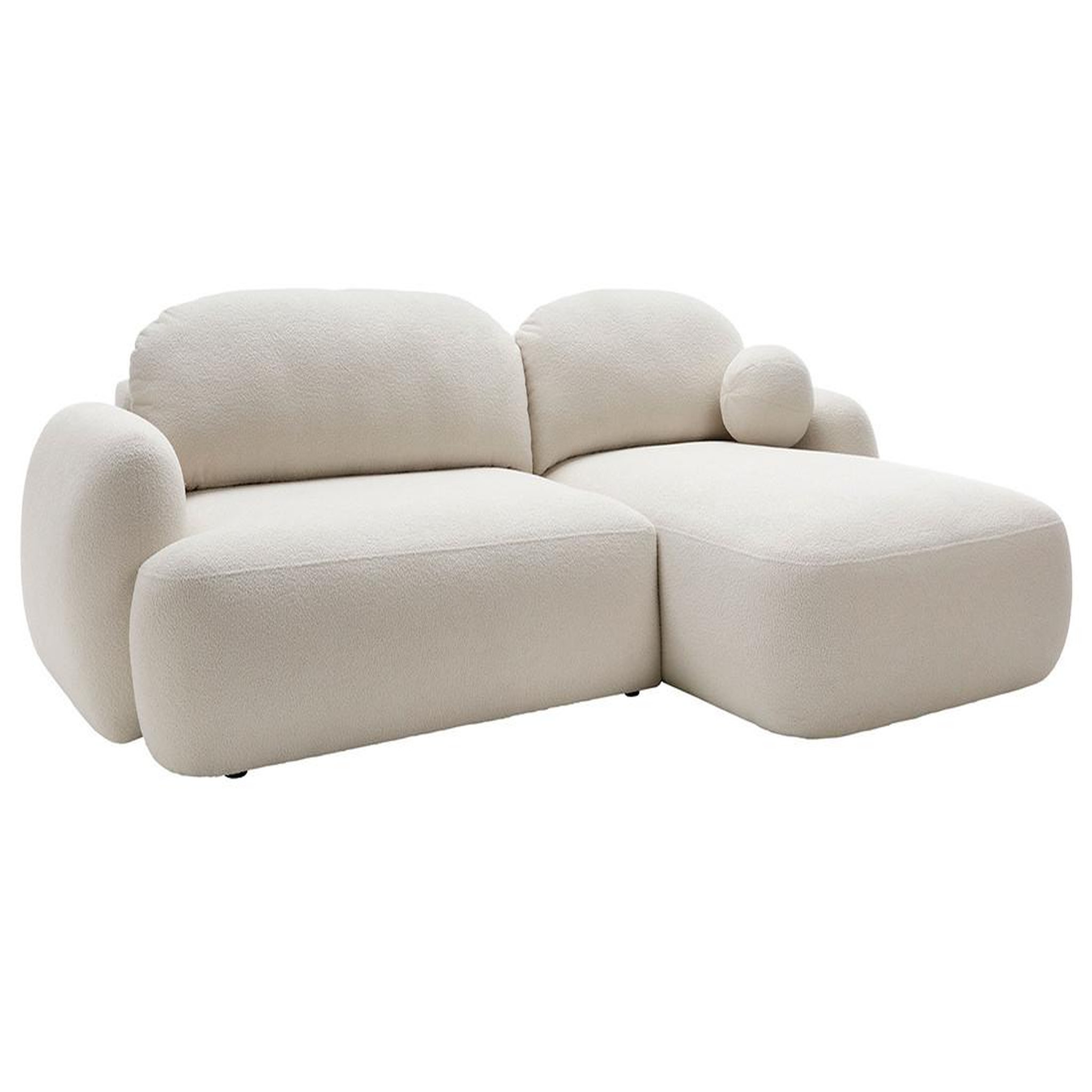 Voir la diapositive 5 : BEST MOBILIER Berenice - canapé d'angle droit 4 places convertible avec coffre en tissu bouclette