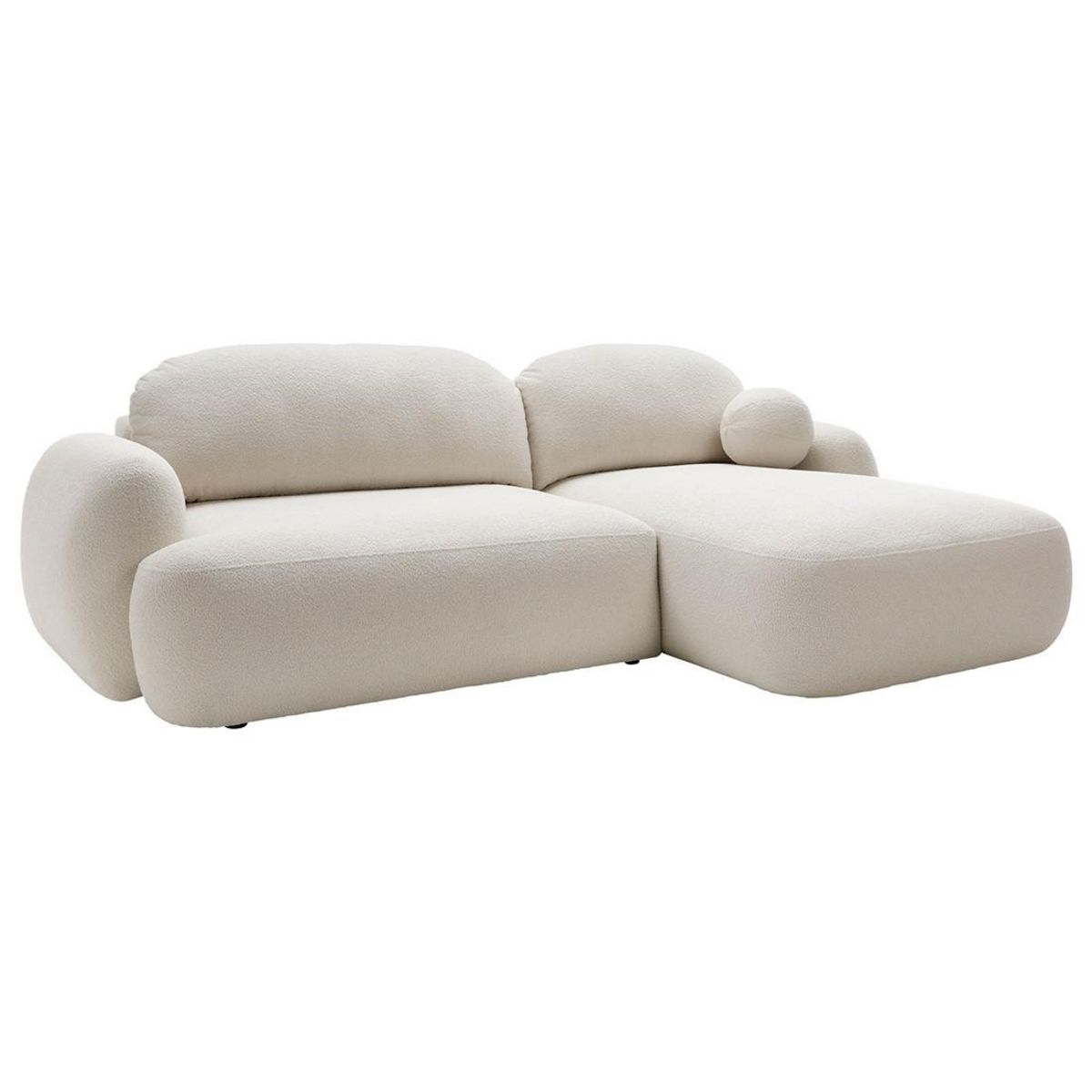 BEST MOBILIER Berenice - canapé d'angle droit 4 places convertible avec coffre en tissu bouclette