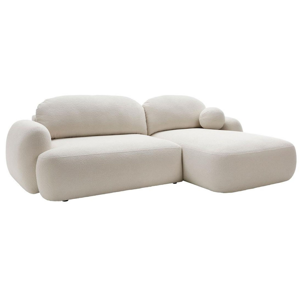 BEST MOBILIER Berenice - canapé d'angle droit 4 places convertible avec coffre en tissu bouclette