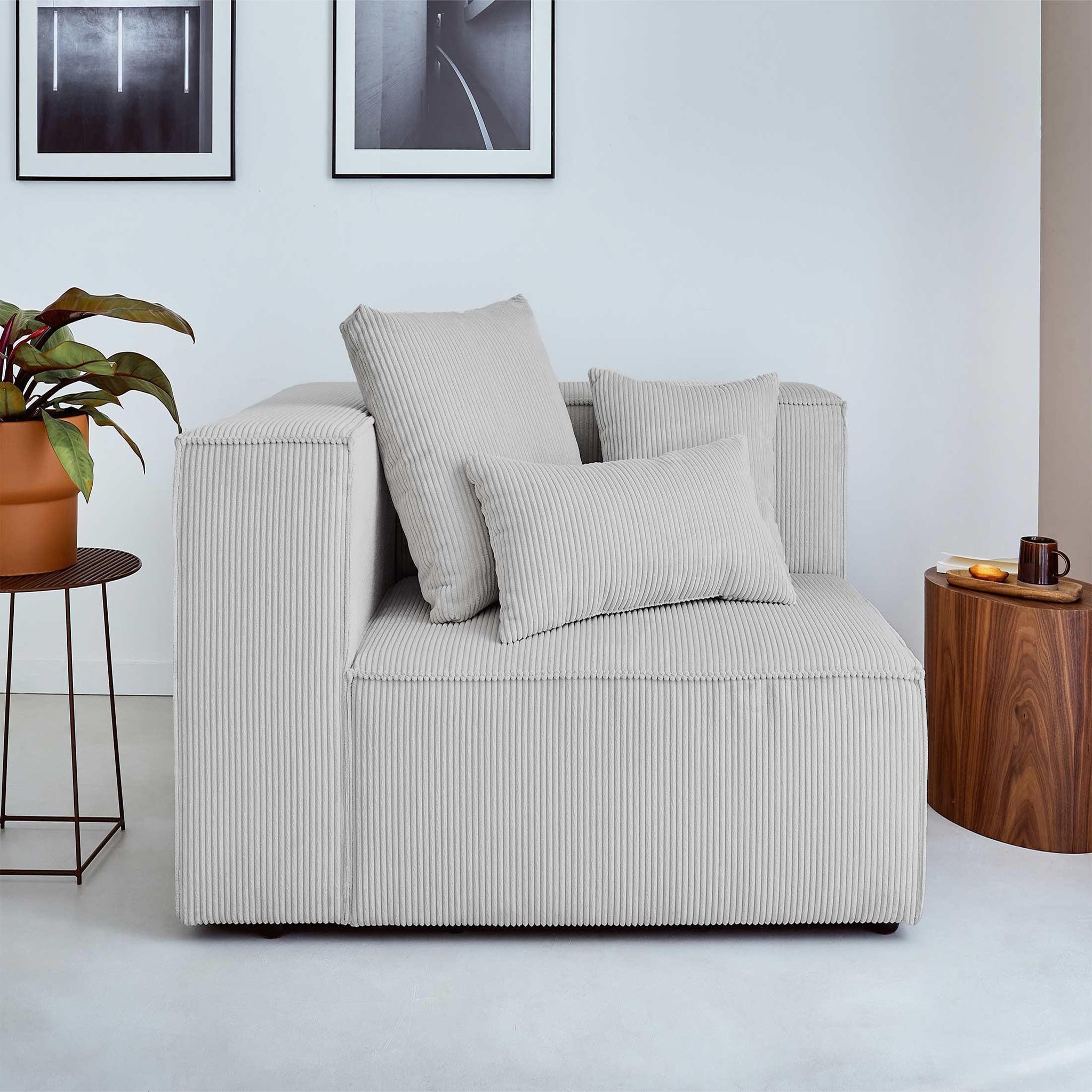 Voir la diapositive 2 : BEST MOBILIER Colombine - module d'assise gauche - en velours côtelé