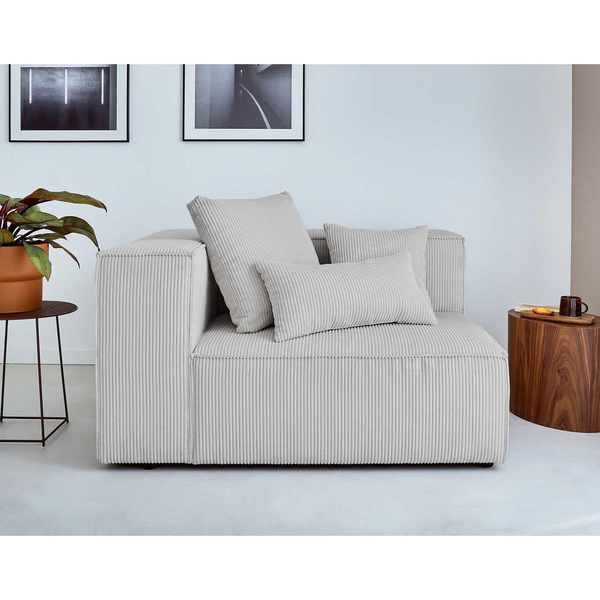 LISA DESIGN Colombine - module d'assise gauche - en velours côtelé