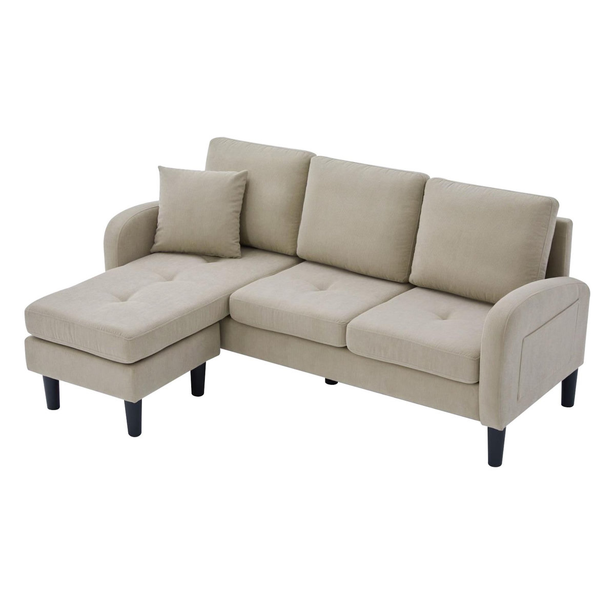 MERAX Canapé d'angle réversible fixe 3 places tissu