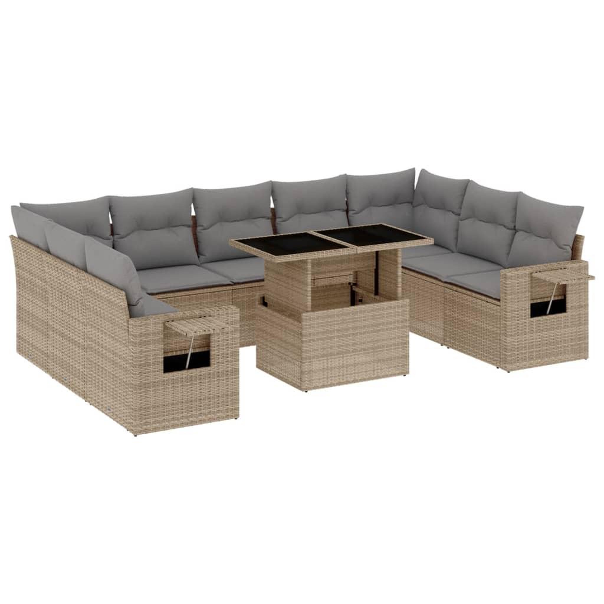 Voir la diapositive 2 : VIDAXL Salon de jardin avec coussins 10 pcs beige resine tressee
