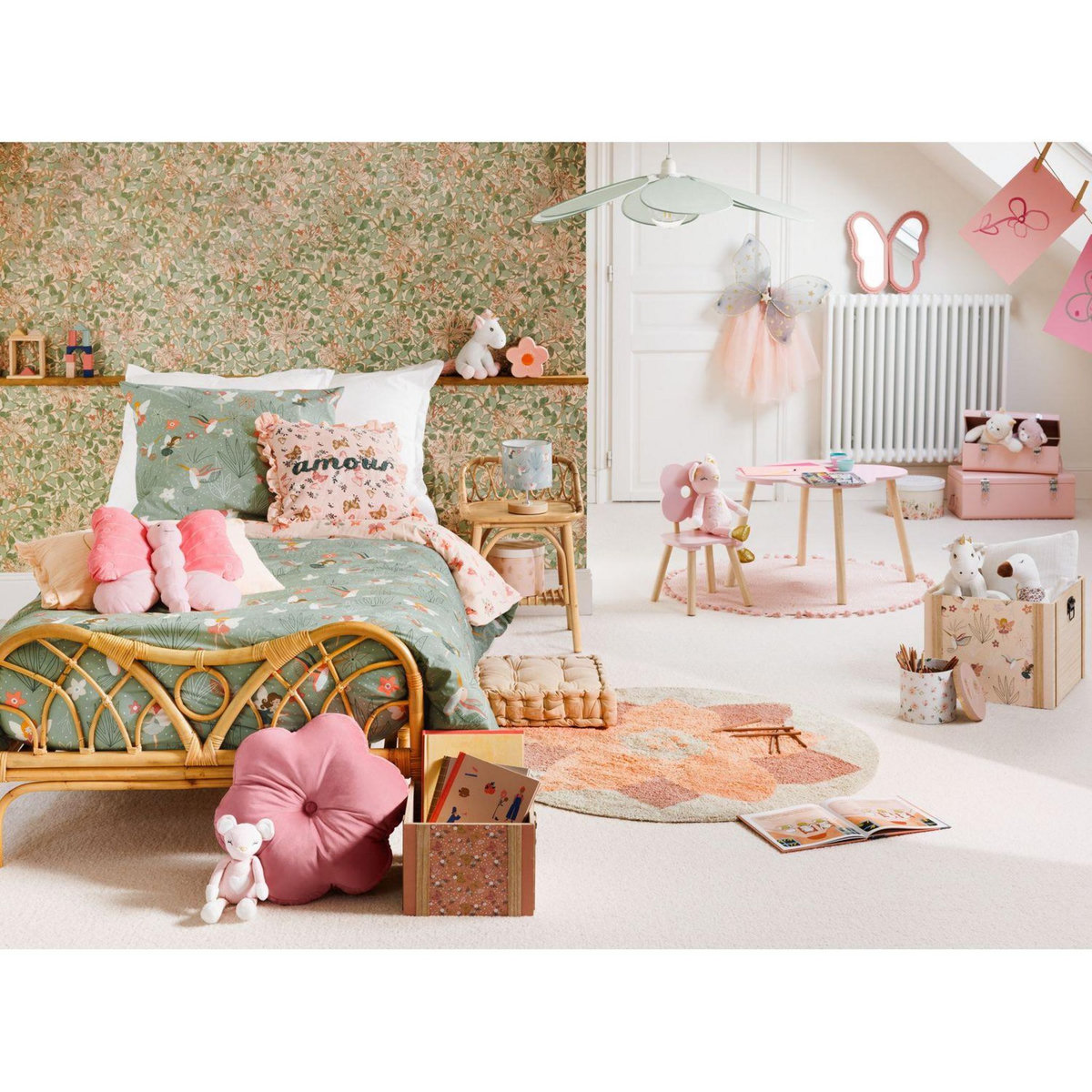 ATMOSPHERA Suspension en lin FLEUR - Diam 72 cm - Vert