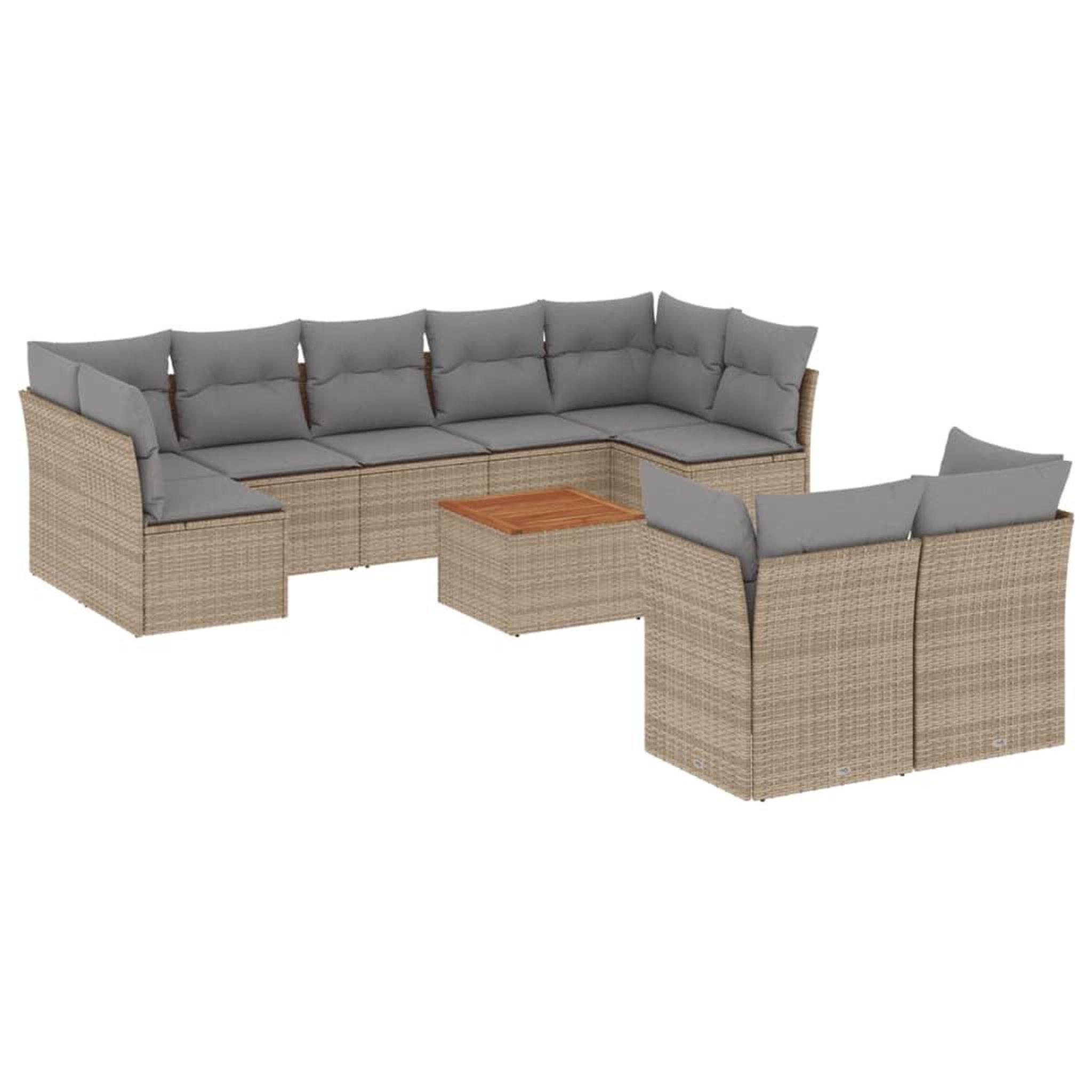 Voir la diapositive 2 : VIDAXL Salon de jardin et coussins 10 pcs melange beige resine tressee