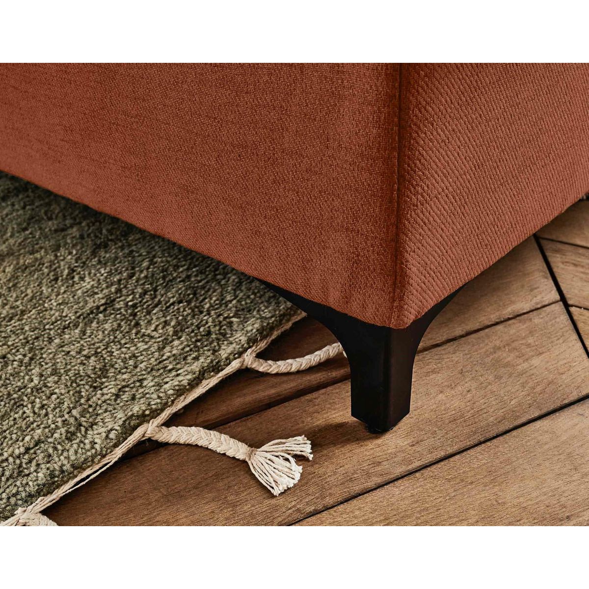 LISA DESIGN Olinda - canapé d'angle droit - 5 places - convertible avec coffre et têtières réglables - en tissu