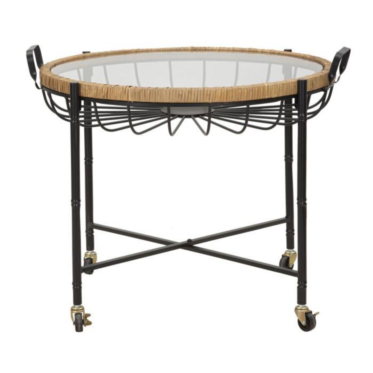 Paris Prix Table Basse à Roulettes  Cebu  70cm Noir & Naturel