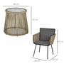 Voir la diapositive 3 : OUTSUNNY Ensemble salon de jardin 3 pièces style colonial 2 fauteuils avec coussins gris + table basse résine filaire beige