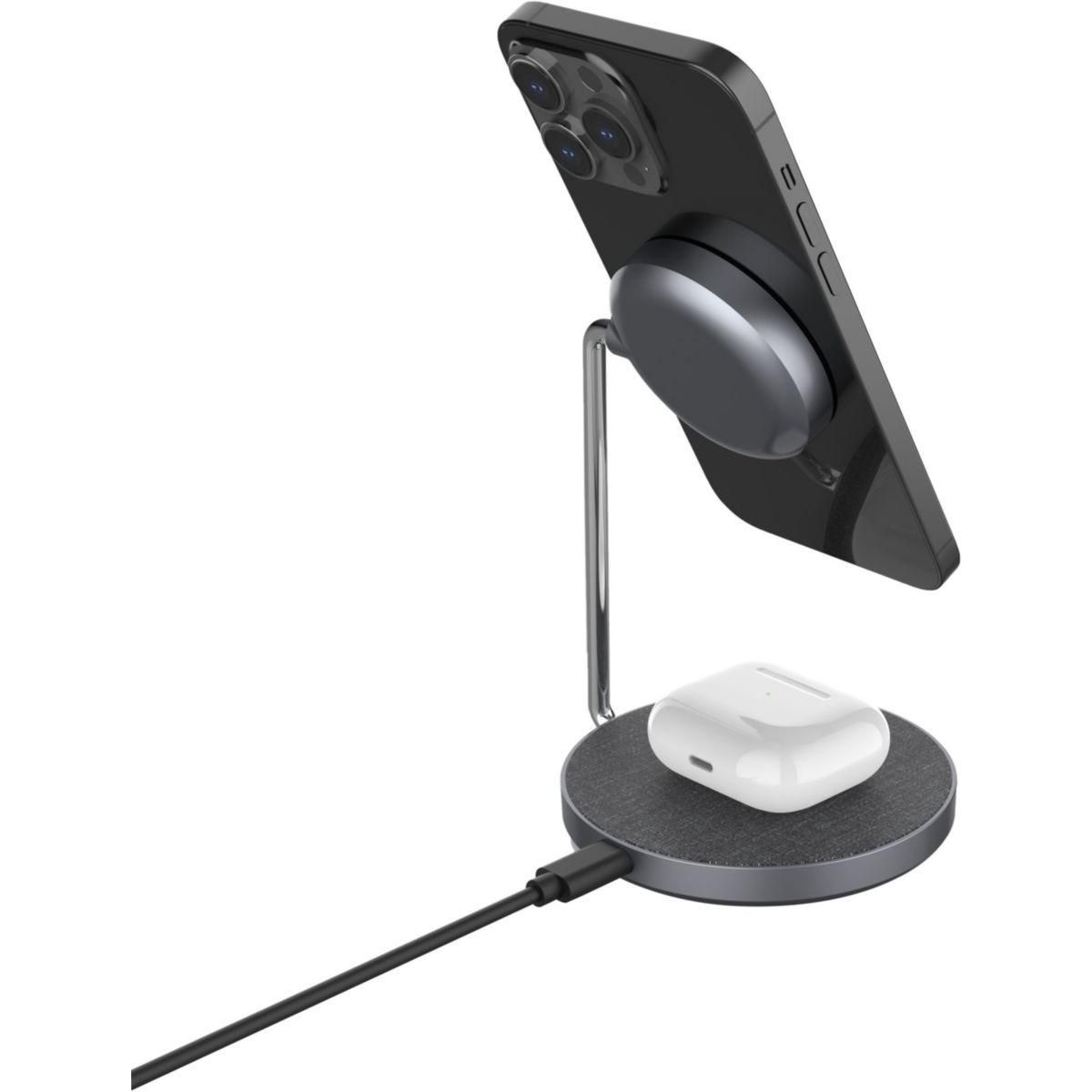 ADEQWAT Chargeur stand compatible Qi2/MagSafe 2 en 1 15W