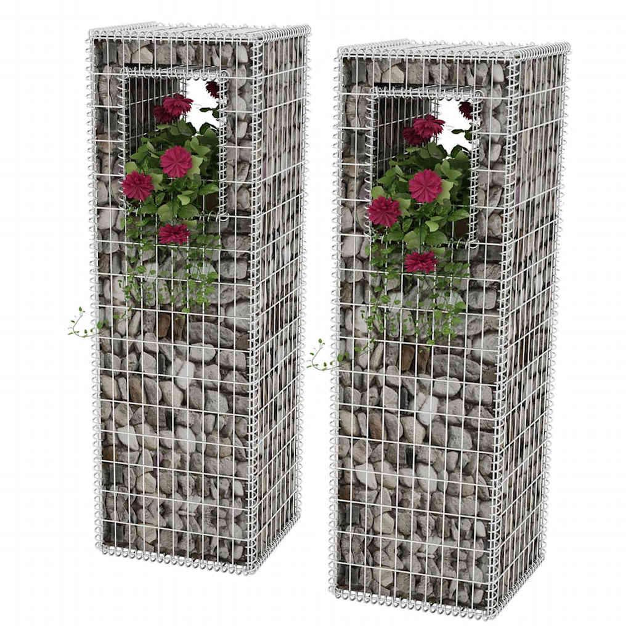 Voir la diapositive 2 : VIDAXL Jardiniere/Poteau de panier de gabion 2 pcs Acier 50x50x160 cm
