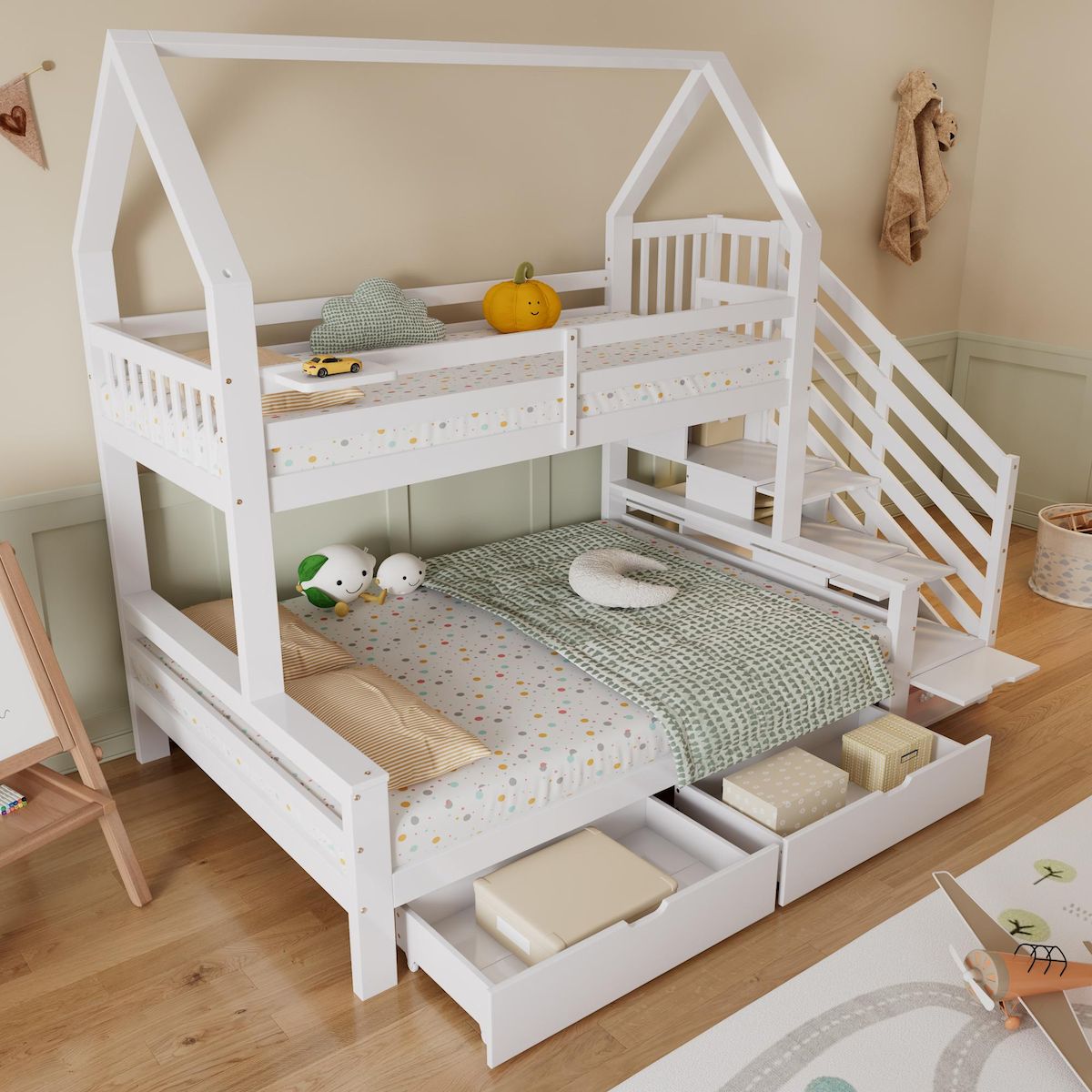 MERAX Lit superposé 140x200(90x200) cm coloris blanc pin