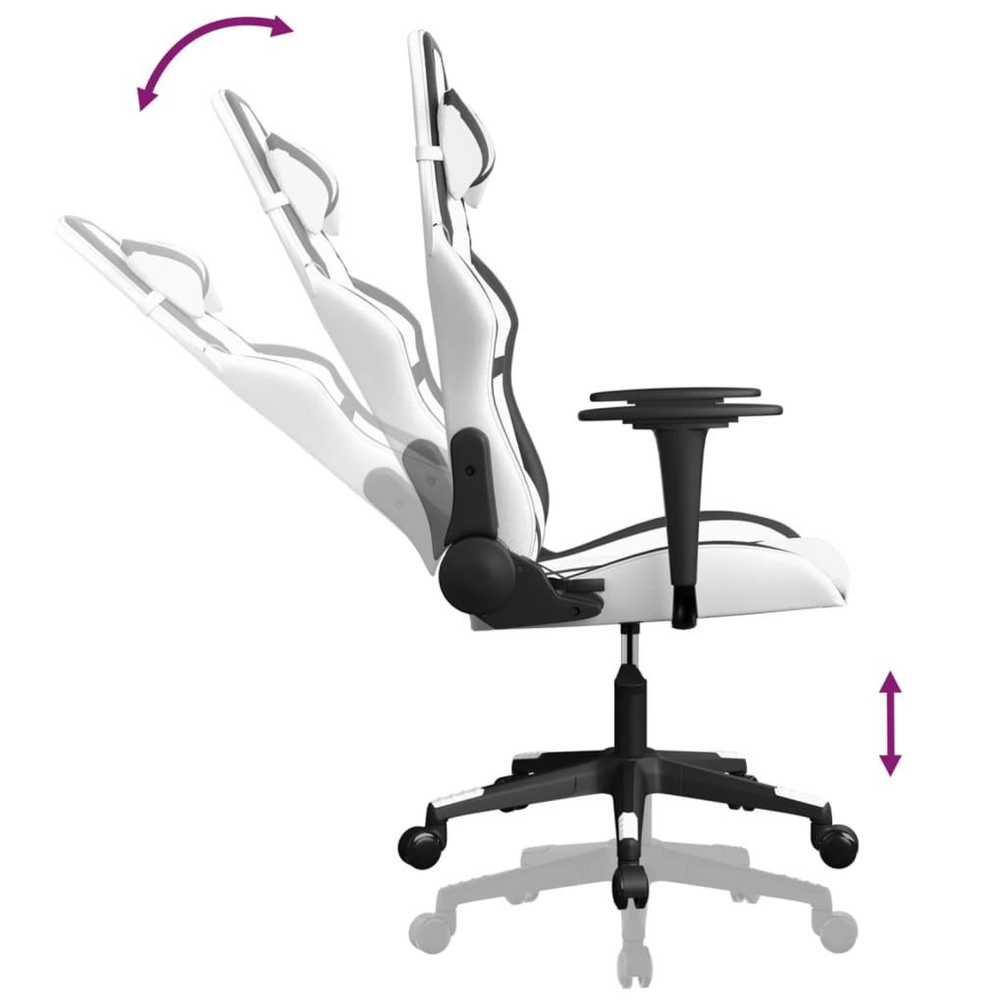 Voir la diapositive 5 : VIDAXL Chaise de jeu de massage Blanc et noir Similicuir
