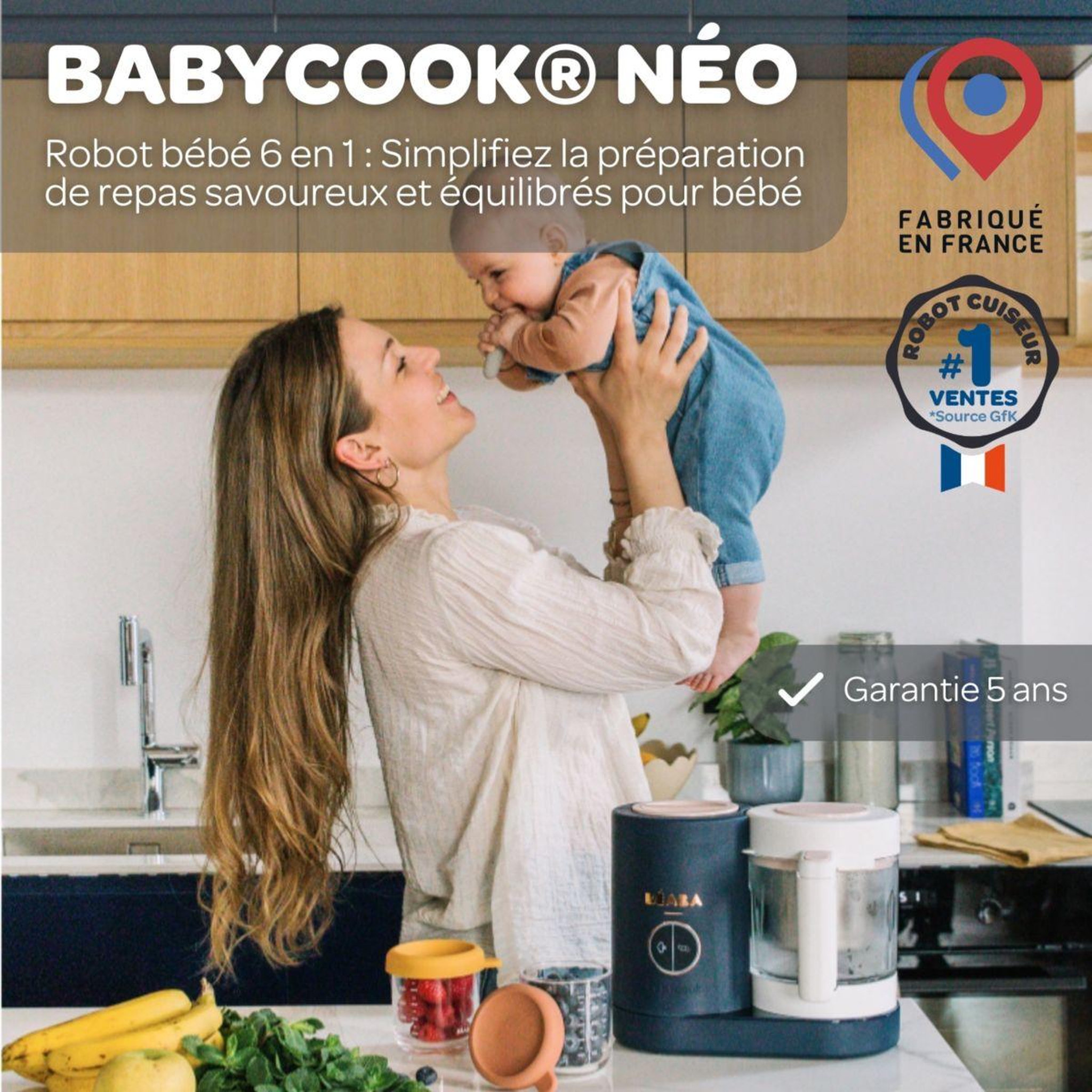 Voir la diapositive 2 : BEABA Mixeur cuiseur bébé babycook neo night blue