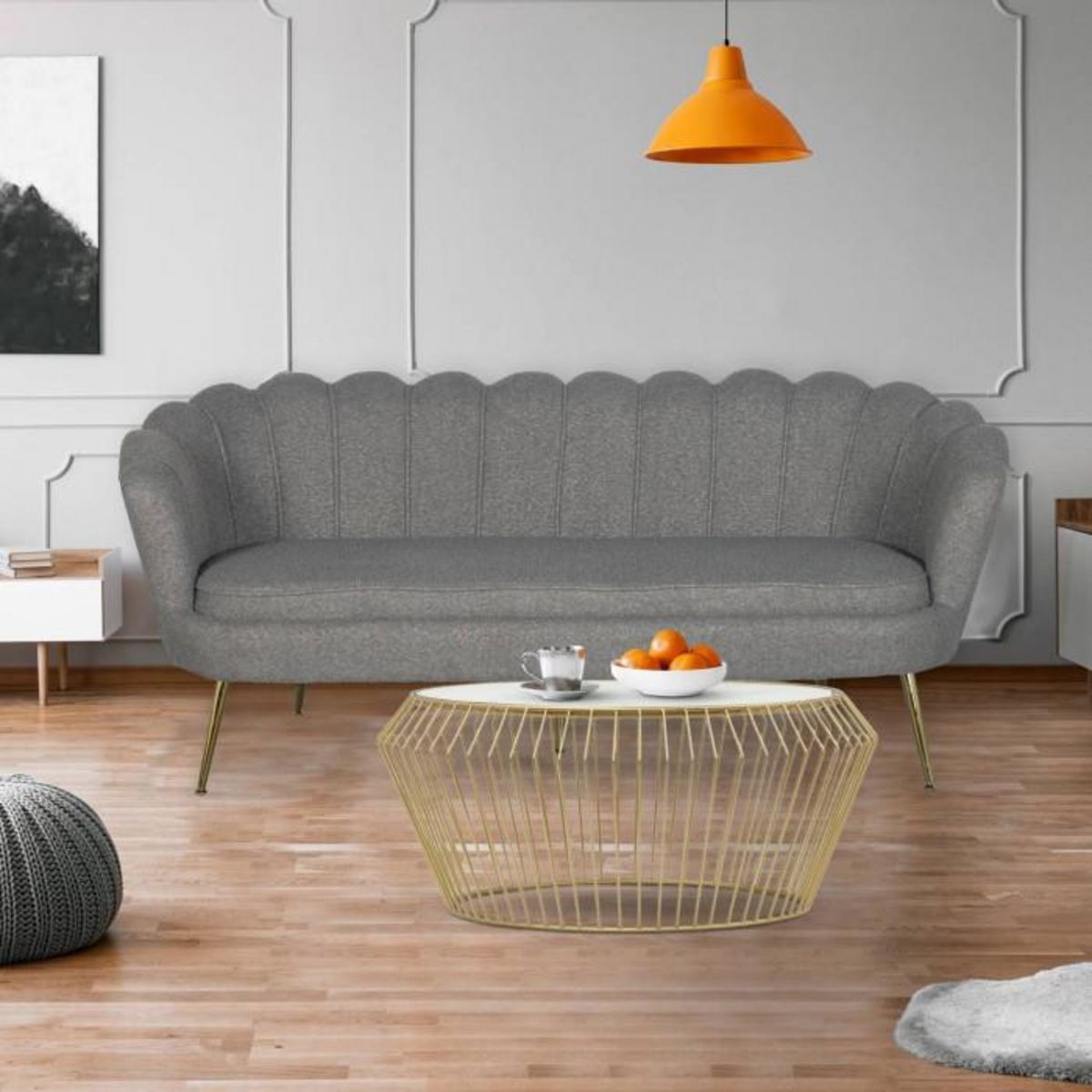 Paris Prix Canapé 3 Places en Bouclette  André  181cm Gris