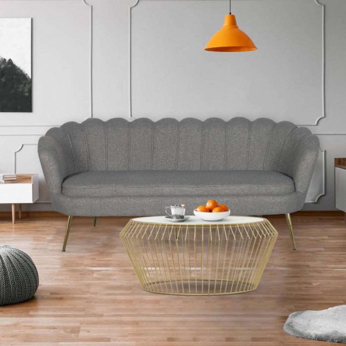 Paris Prix Canapé 3 Places en Bouclette  André  181cm Gris