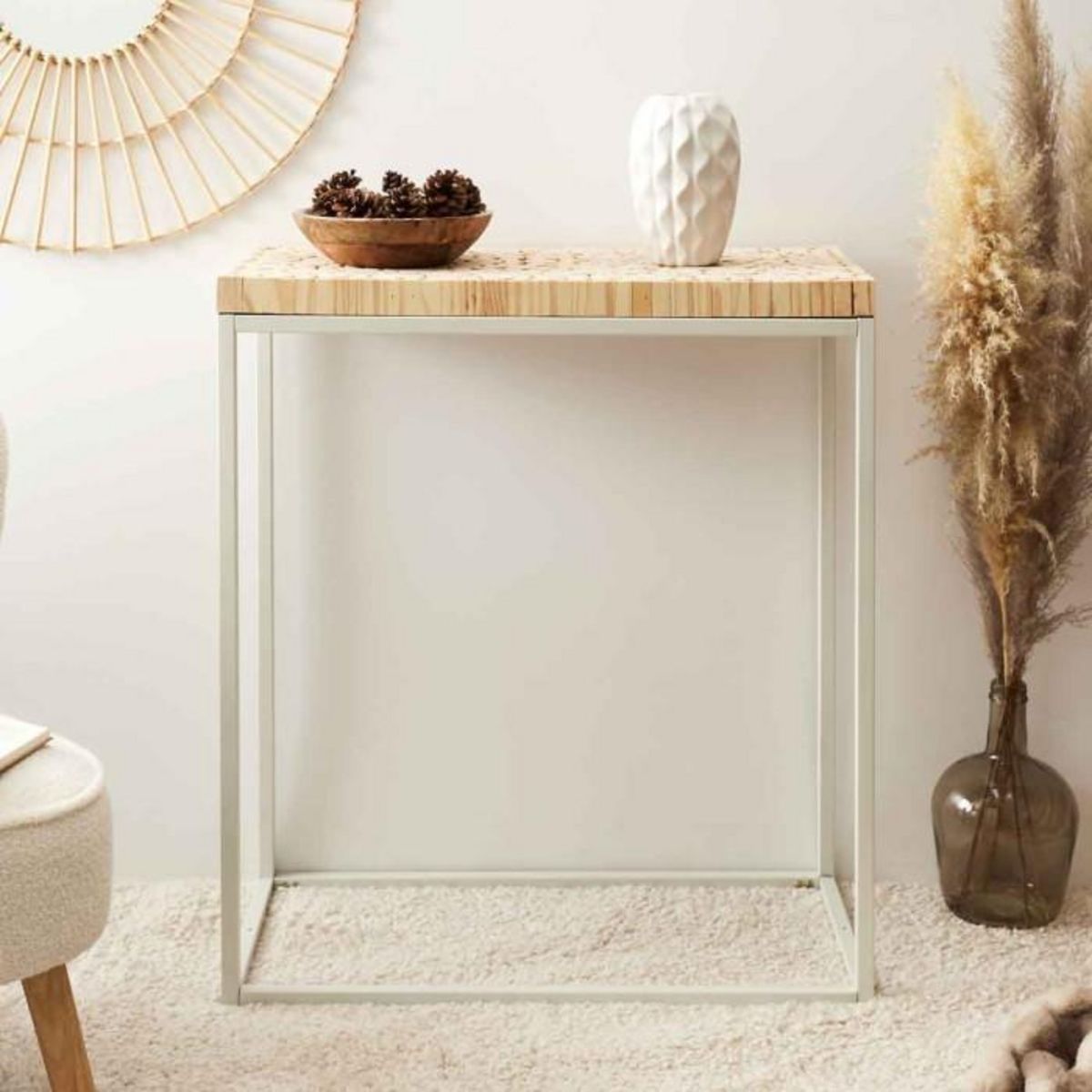 Paris Prix Console en Bois  Rondin  84cm Naturel