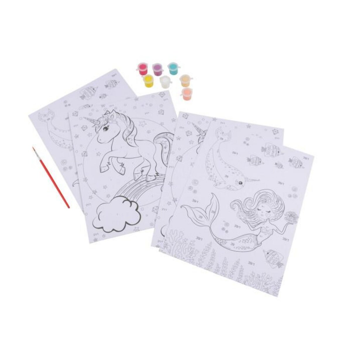 Paris Prix Lot de 2 Peintures par Numéros  Sirène & Licorne  29cm Blanc