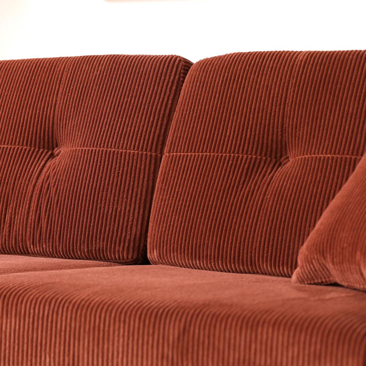 CONCEPT USINE Canapé scandinave 3 places en velours côtelé terracotta HOGA